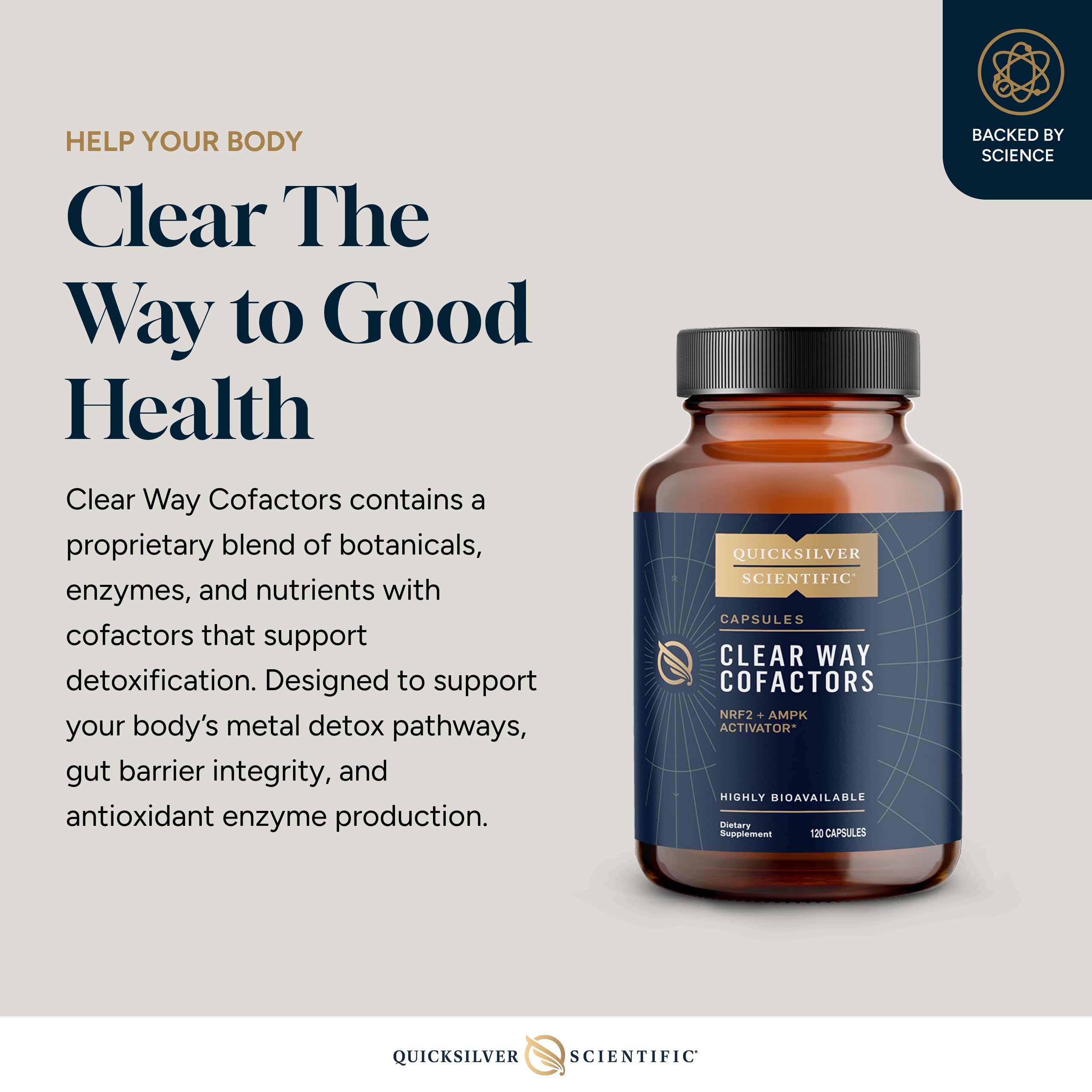 Quicksilver Scientific Clear Way Cofactors - Body Detox Cleanse Support with Vitamin B1, Dandelion Extract, Quercetin & Nattokinase Enzyme - Antioxidant Cleanse to Support Gut Health (120 Capsules) Quicksilver Scientific buy supplements canada
