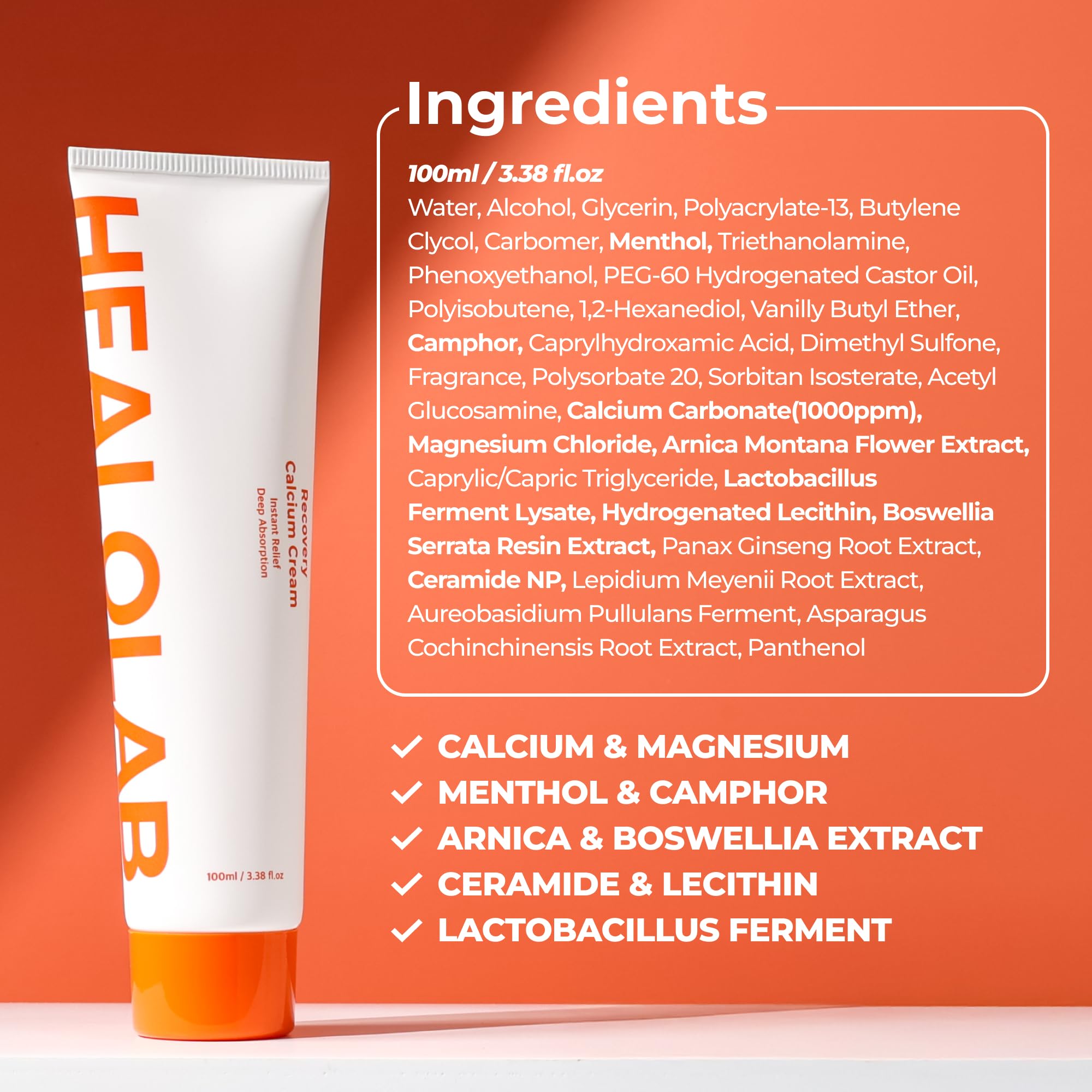 HEALOBEAM Relaxing Calcium Cream Fast Muscle & Joint Relief for Shoulder, Elbow, and Back – MSM, Magnesium Complex – Warm Sensation HEALOBEAM buy supplements canada