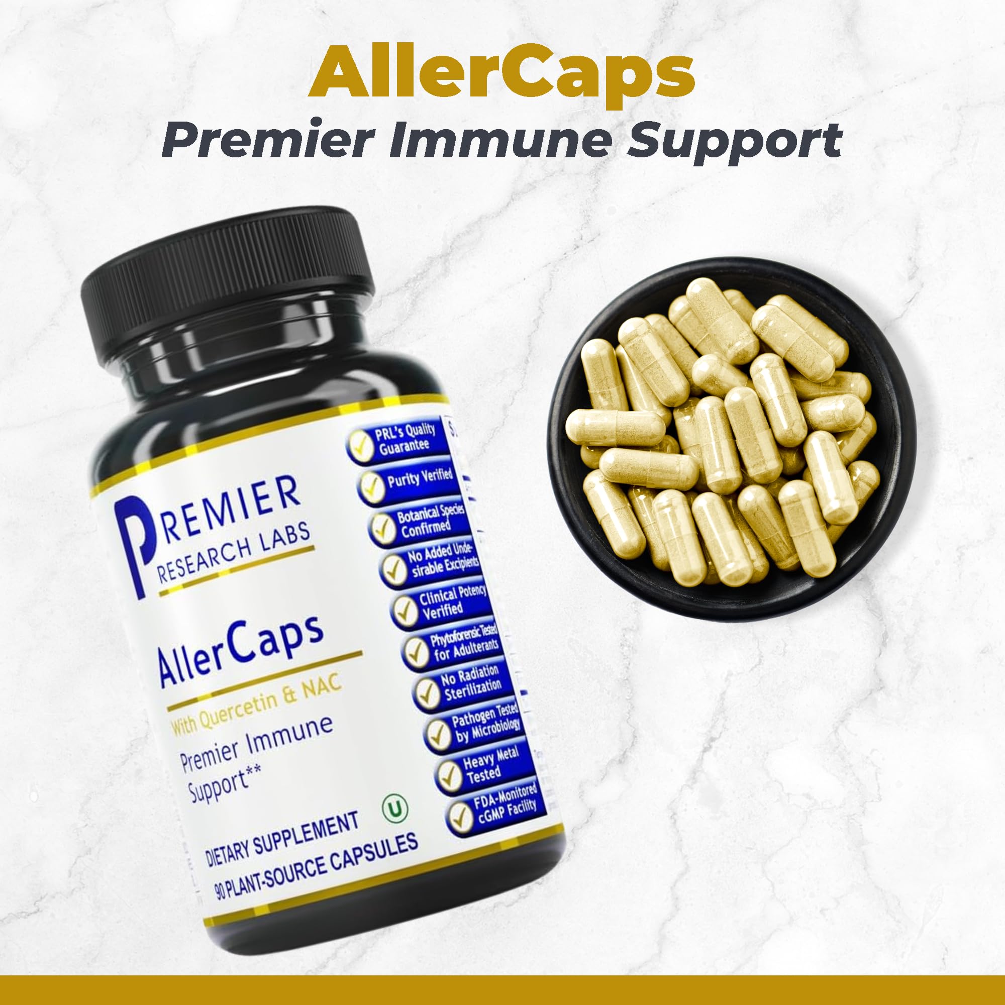 Premier Research Labs AllerCaps - A Lung Health Supplement with NAC/N-Acetyl Cysteine, Featuring Bromelain, Reishi Mushroom & Quertecin, Immune Support Formula - 60 Vegetarian Capsules Premier Research Labs buy supplements canada