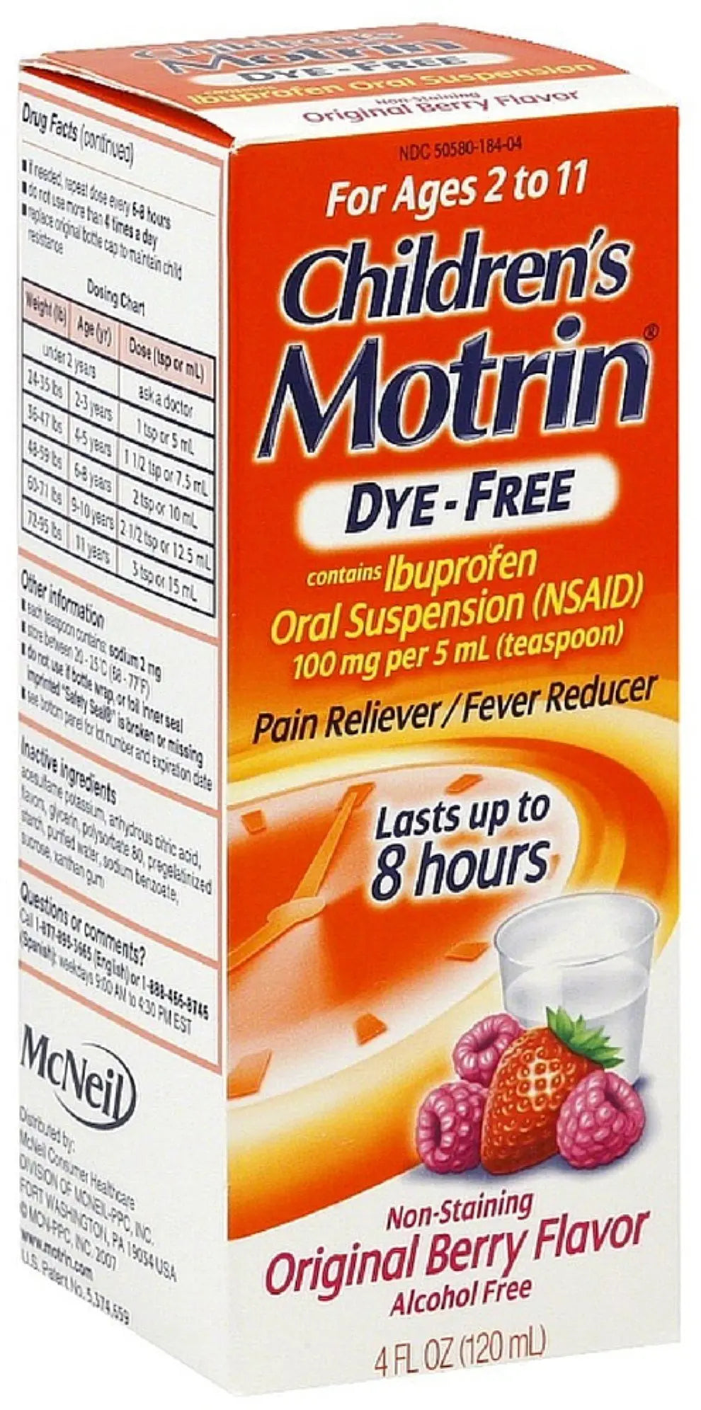 Motrin Children's Dye-Free Pain Reliever/Fever Reducer, Original Berry Flavor 4 Oz (3 Pack) Xllent buy supplements canada