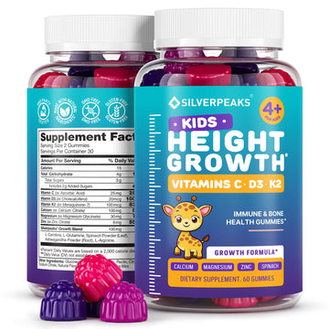 Height Growth Gummies for Kids - Growth Vitamins for Teens, Height Increase Multivitamin for Boys & Girls with Calcium Vitamin D C K2 Magnesium Zinc, Natural Height Growth Maximizer Supplement, 60 PCS SILVERPEAKS buy supplements canada