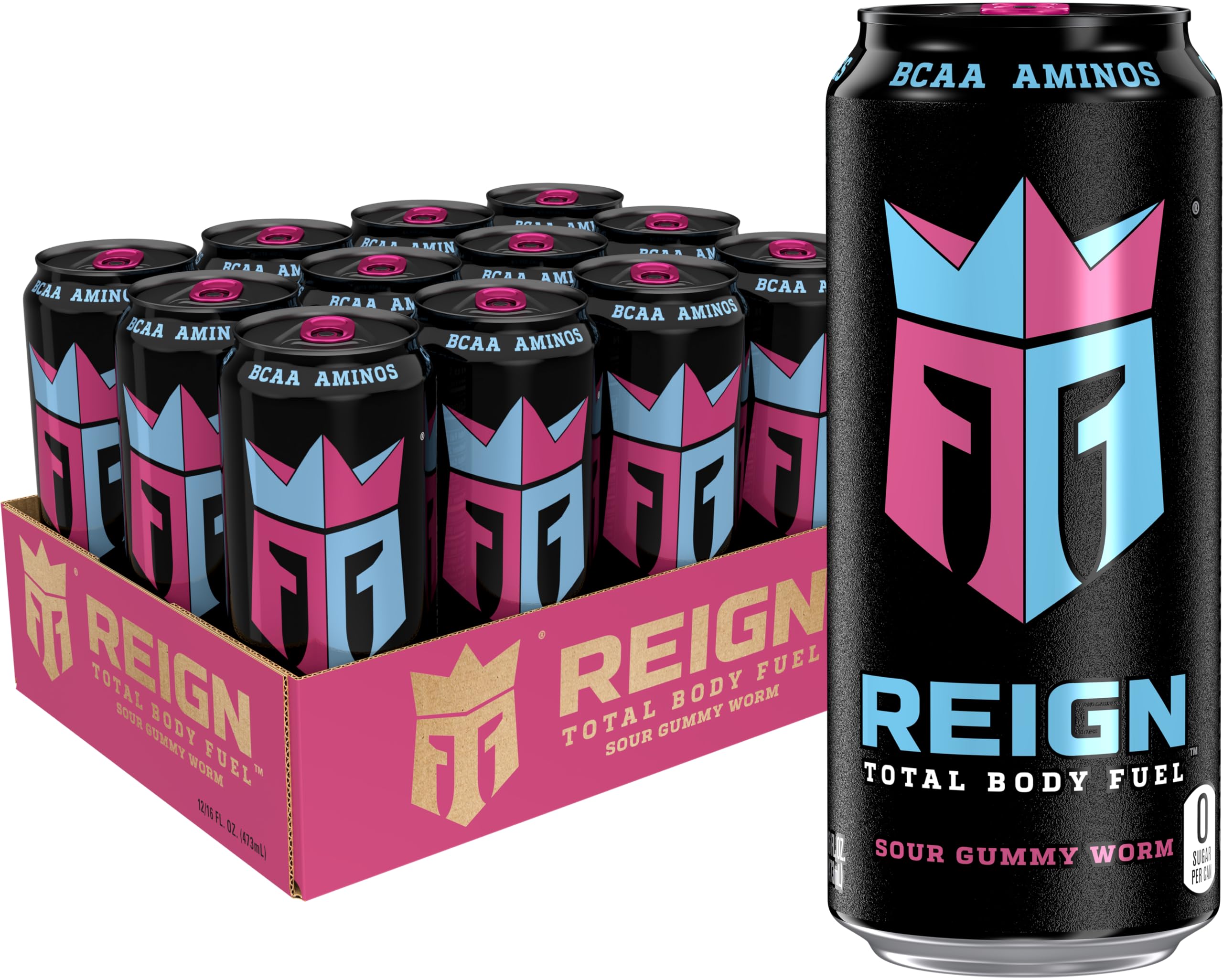 Reign Total Body Fuel, Sour Gummy Worm, Fitness & Performance Drink, 16 Fl Oz (Pack of 12) REIGN buy supplements canada