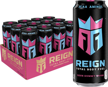 Reign Total Body Fuel, Sour Gummy Worm, Fitness & Performance Drink, 16 Fl Oz (Pack of 12) REIGN buy supplements canada