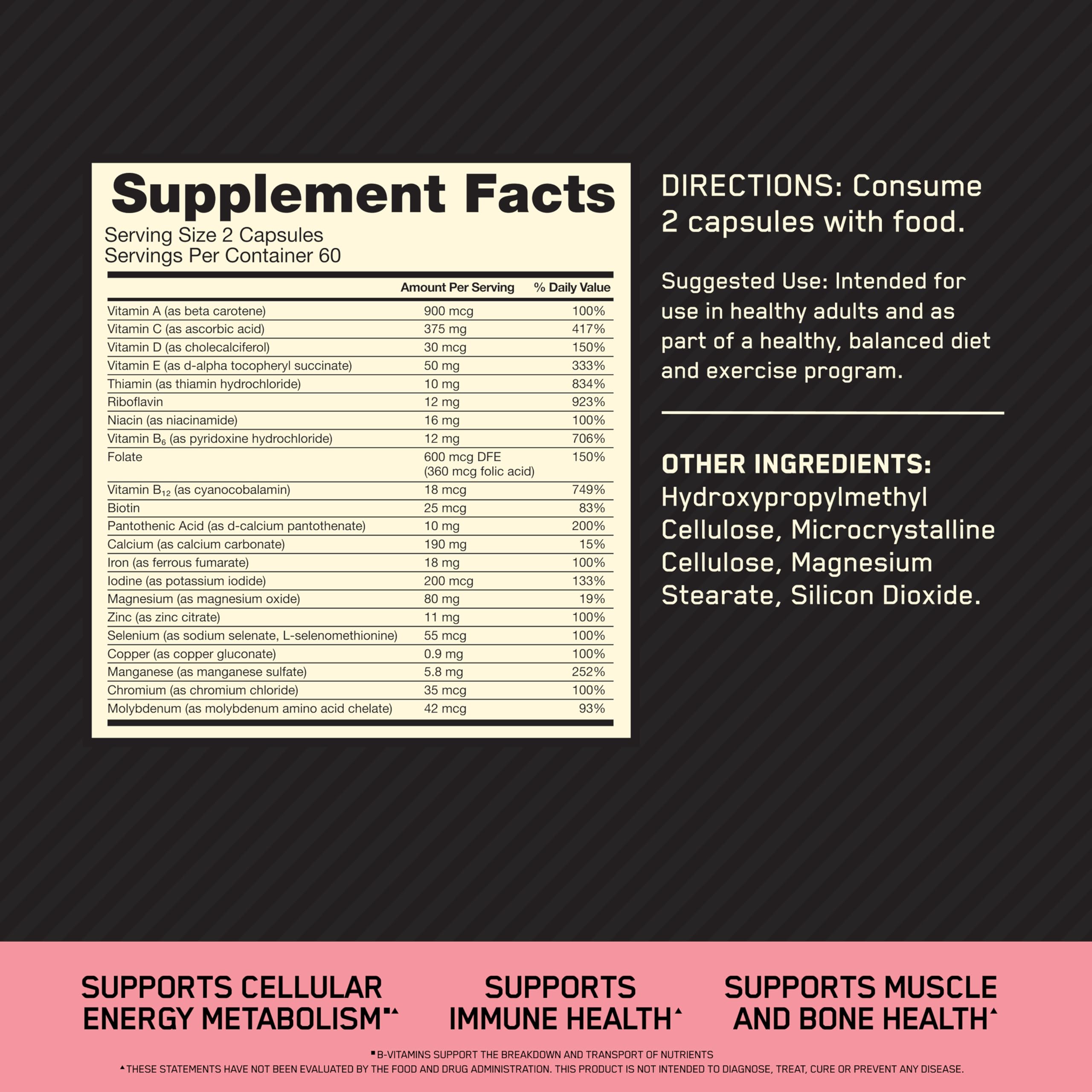 Optimum Nutrition Opti-Women, Vitamin C, Zinc and Vitamin D for Immune Support Womens Daily Multivitamin Supplement with Iron, Capsules, 120 Count Optimum Nutrition buy supplements canada