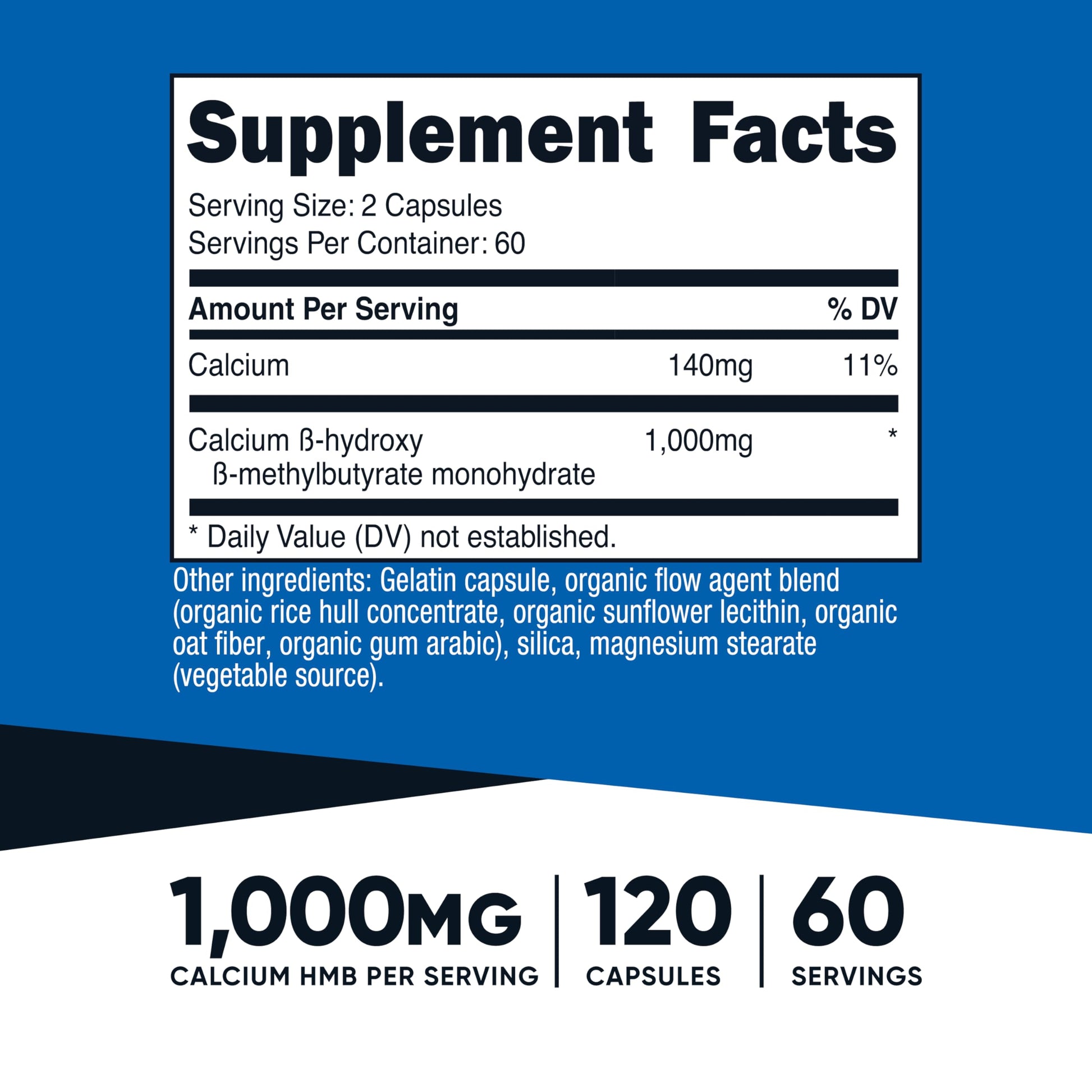 Nutricost HMB (Beta-Hydroxy Beta-Methylbutyrate) 1000mg (120 Capsules) - 500mg Per Capsule, 60 Servings - Gluten Free and Non-GMO Nutricost buy supplements canada