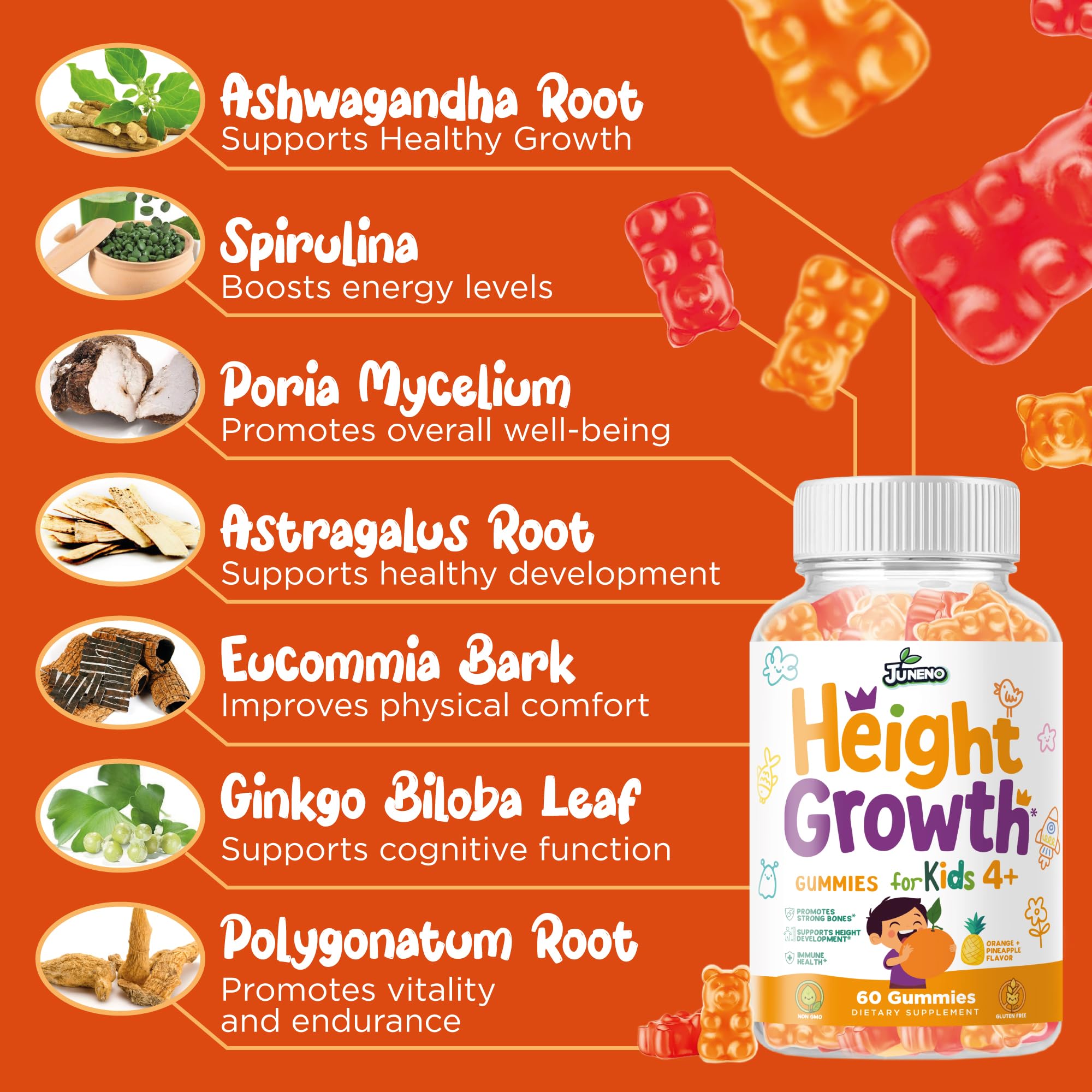 Juneno Height Growth Vitamins Supplement Gummies - Grow Taller for Teens Kids Boys Girls - Natural Height Increaser Maximizer Multivitamin Juneno buy supplements canada