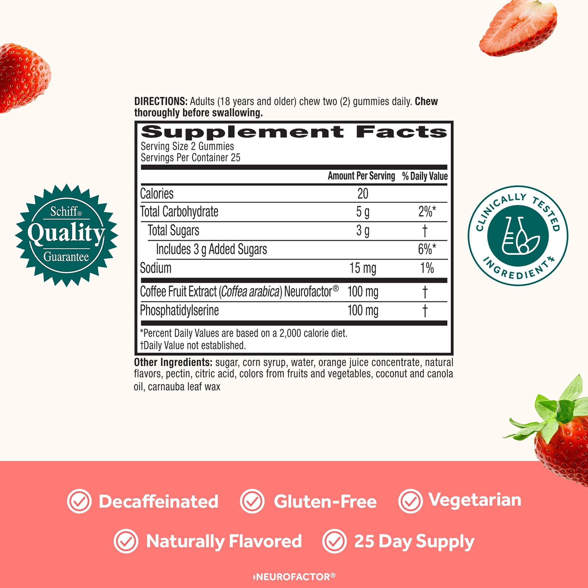 NEURIVA Original Brain Supplement for Memory, Focus & Concentration + Learning & Accuracy with Clinically Tested Nootropics Phosphatidylserine and Neurofactor, Strawberry Flavor, 50 Gummies NEURIVA buy supplements canada