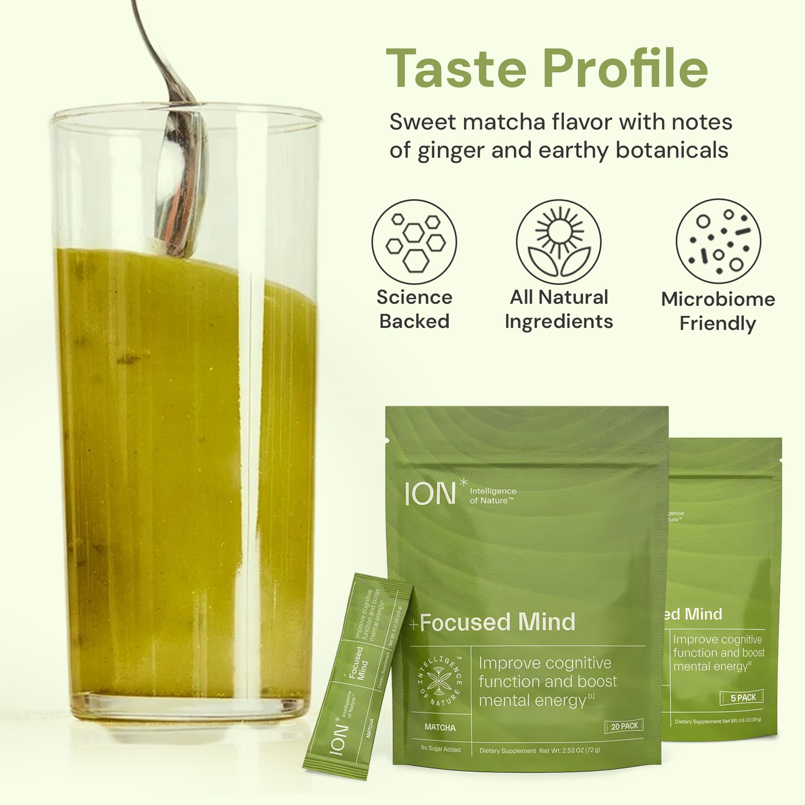 ION* Intelligence of Nature Focused Mind Nootropic Powder Drink Mix - Brain Boost Nootropic Drink with Matcha for Memory, Focus & Relaxation, Brain Supplement for Men & Women, Adults - 20 Packets ION* Intelligence of Nature buy supplements canada
