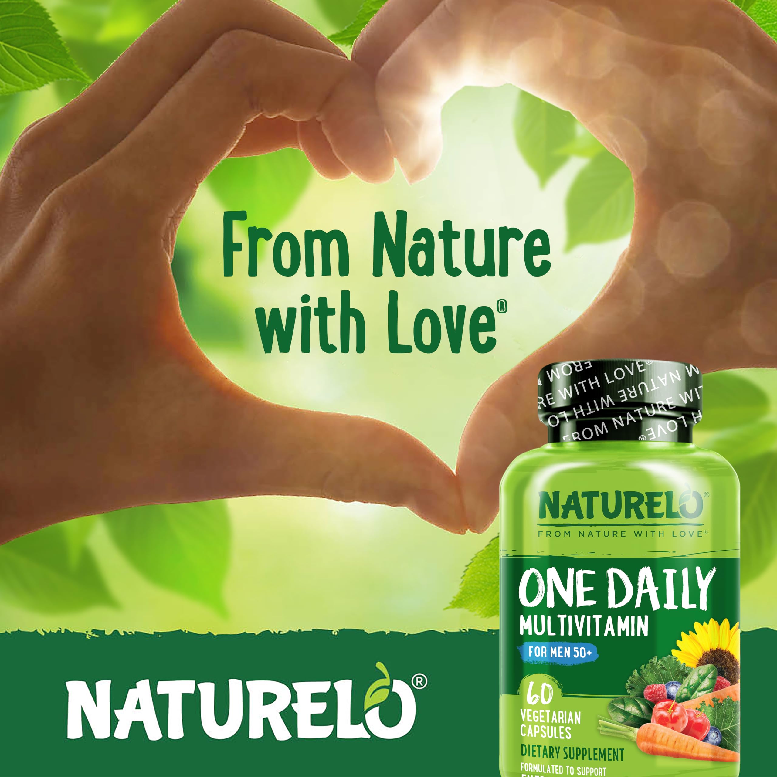 NATURELO Mens Multivitamins for Men 50+ - One Daily Multivitamin for Men with Vitamins, Minerals & Organic Whole Foods, Boost Energy & Health, Non-GMO, 60 Vegetarian Capsules NATURELO buy supplements canada