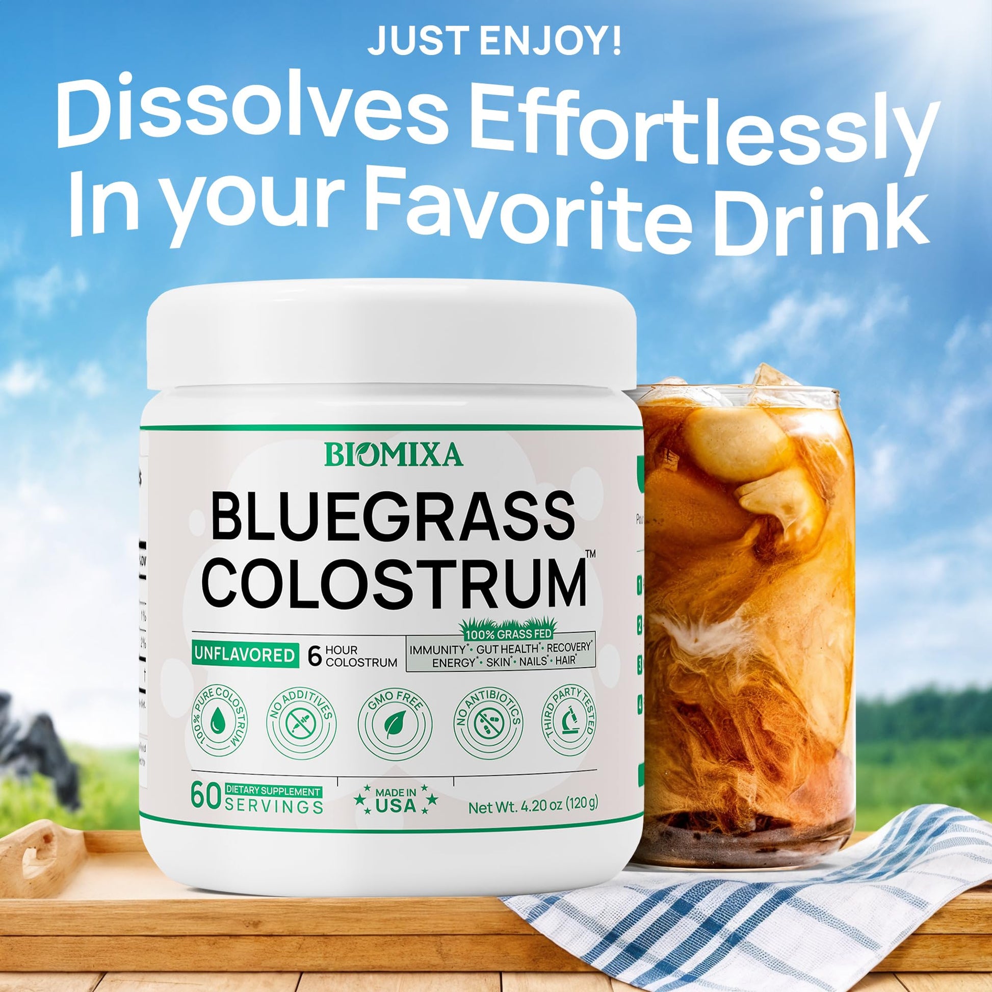 Bovine Colostrum Supplement - 100% Pure Whole Colostrum Powder - Grass-Fed, Unflavored, No Additives, Gut & Immune Support, Natural IgG, 60 Servings - Made in USA Bluegrass Colostrum buy supplements canada