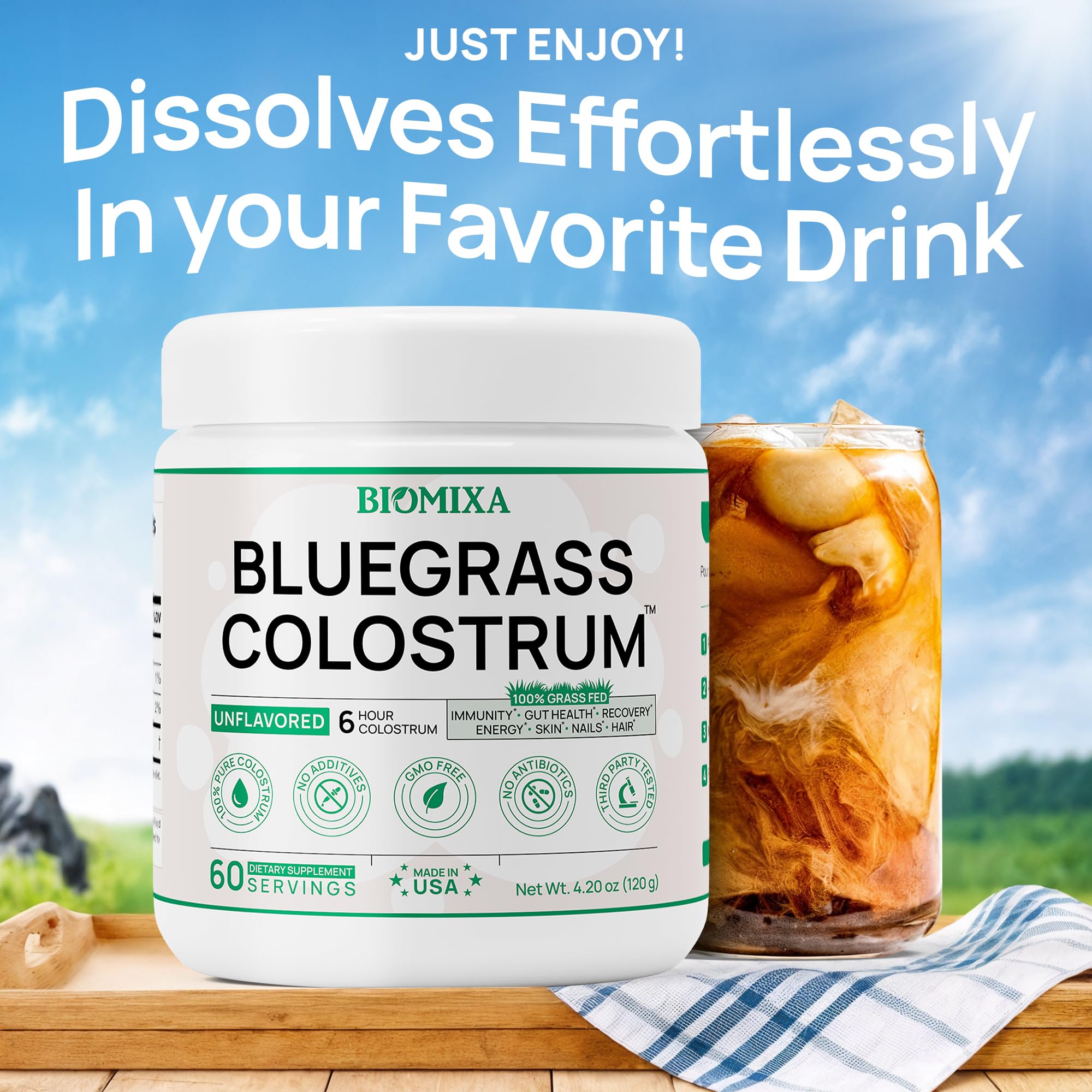 Bovine Colostrum Supplement - 100% Pure Whole Colostrum Powder - Grass-Fed, Unflavored, No Additives, Gut & Immune Support, Natural IgG, 60 Servings - Made in USA Bluegrass Colostrum buy supplements canada