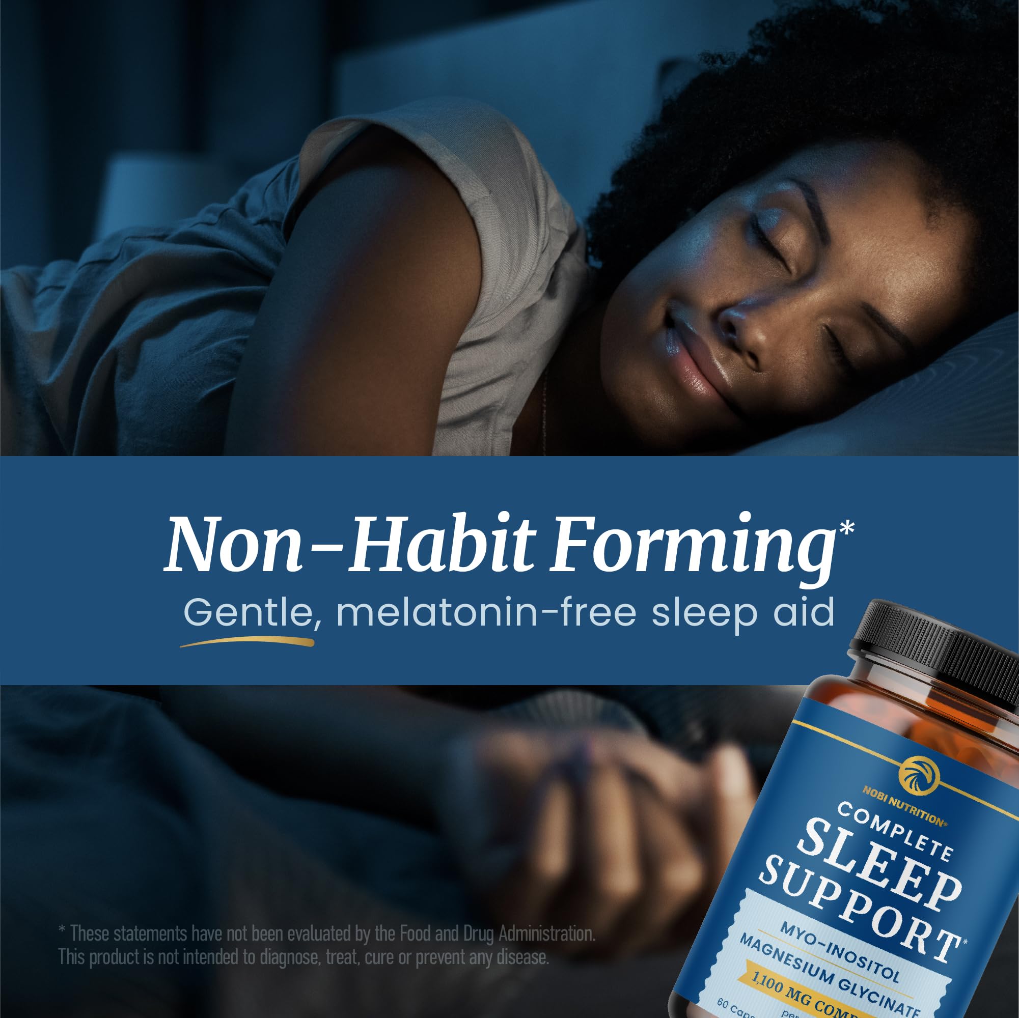 Complete Sleep Support | Myo Inositol + Magnesium Glycinate | Restful Sleep & Relaxation Support | 1100MG Complex | Melatonin-Free, Non-GMO | Inositol Supplement with Magnesium-Glycinate | 60 Ct Nobi Nutrition buy supplements canada