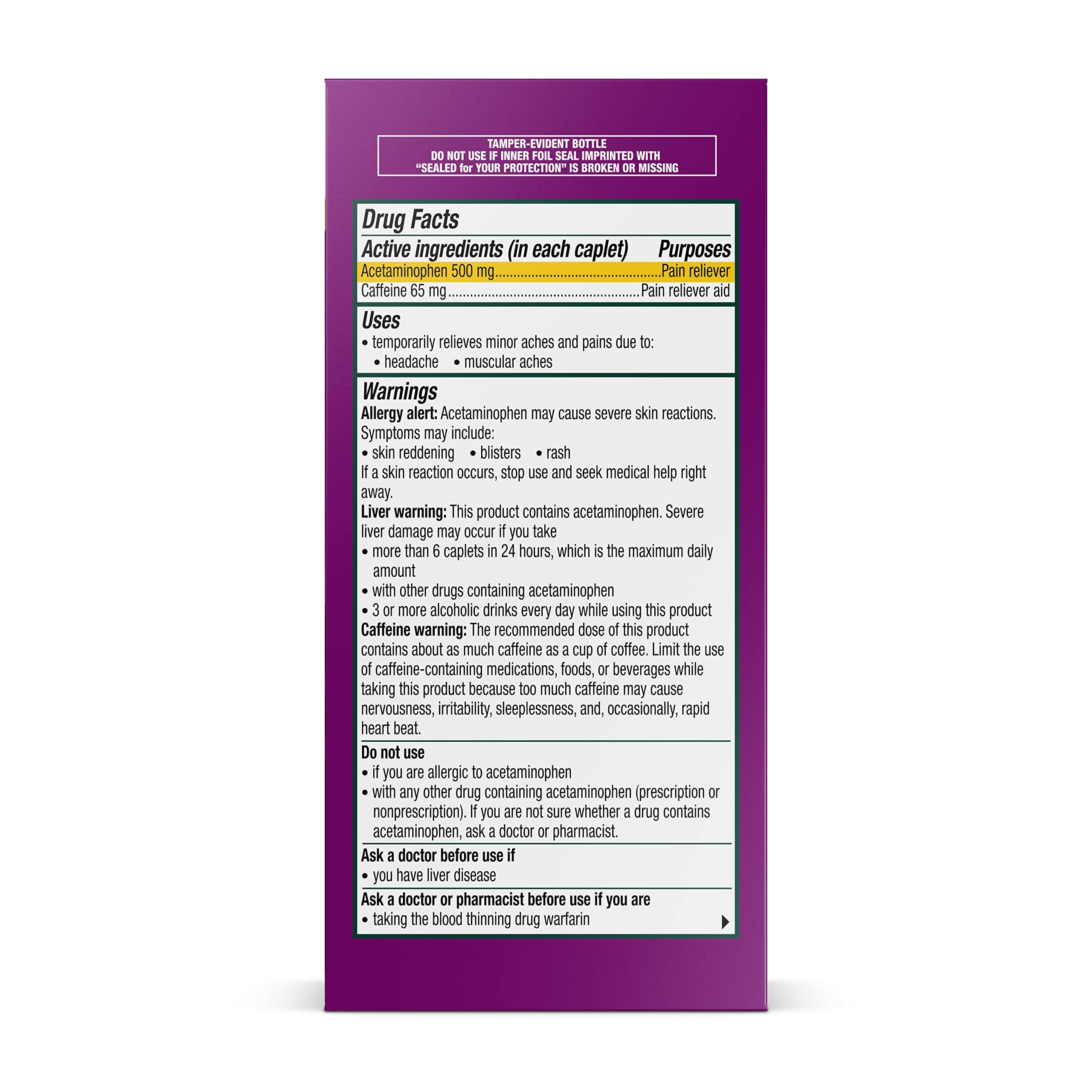 Excedrin Tension Headache Relief Caplets Without Aspirin for Head, Neck and Shoulder Pain Relief - 100 Count Excedrin buy supplements canada
