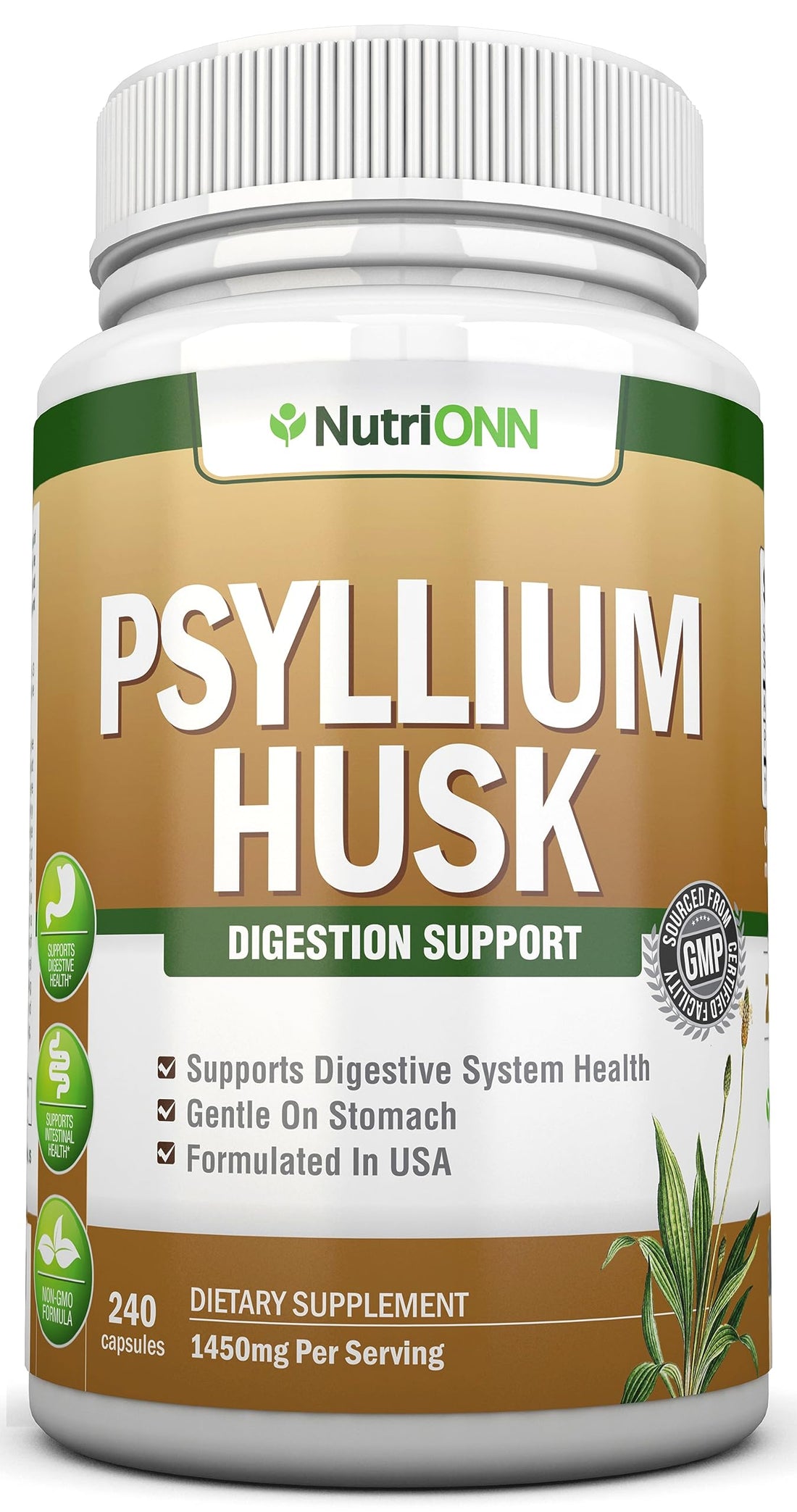 NutriONN PSYLLIUM Husk Capsules - 1450mg Per Serving - 240 Capsules - Double Strength NutriONN buy supplements canada
