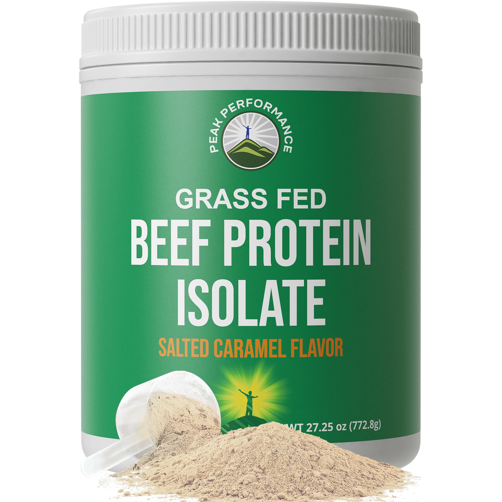 Grass Fed Beef Protein Powder - Lactose Free Great Tasting Beef Protein Isolate. Complete Animal Based Non Dairy Paleo Carnivore Supplement for Prime Muscle Building. No Whey. Salted Caramel Flavor Peak Performance buy supplements canada