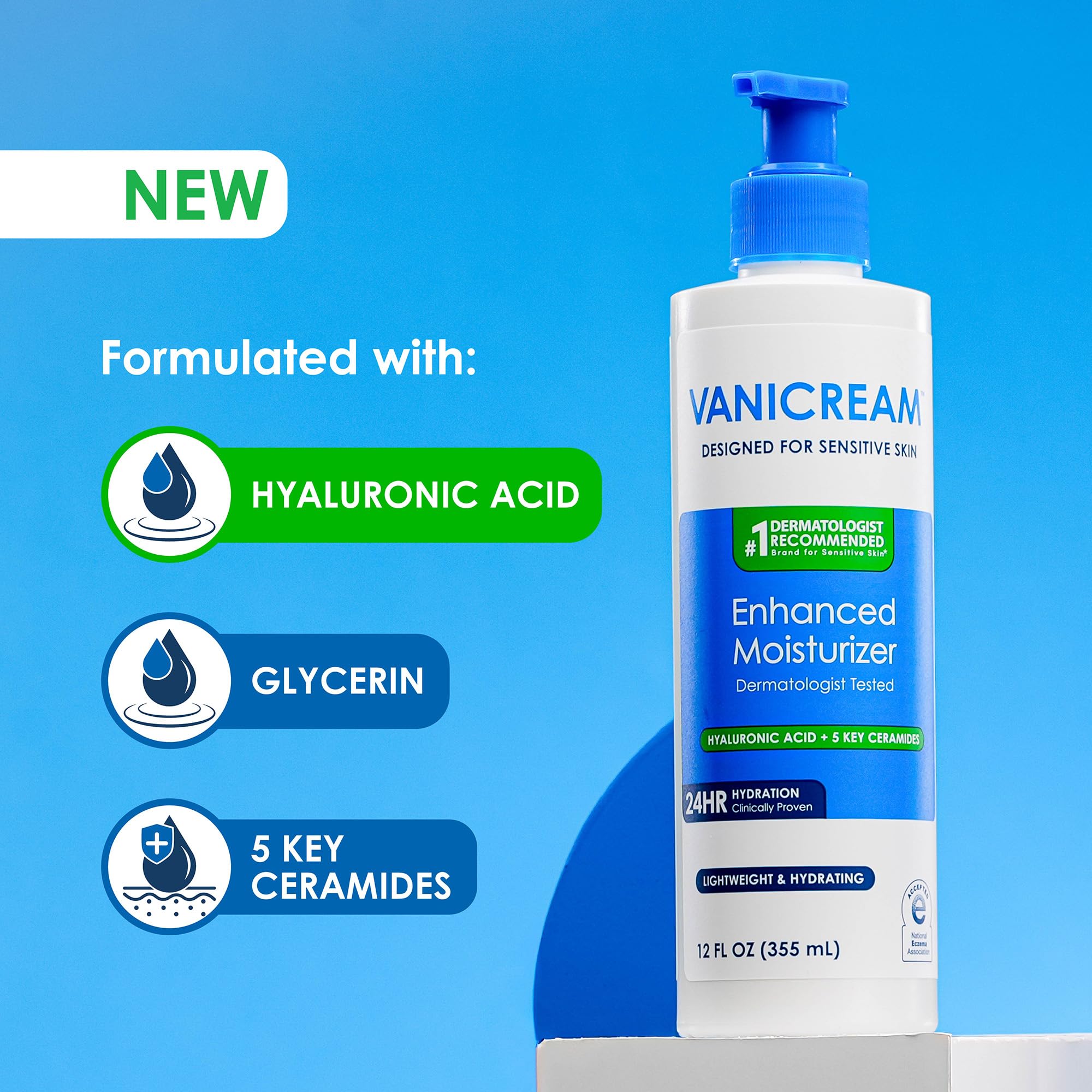 Vanicream Enhanced Moisturizer, 12 fl oz, Formulated without Common Irritants, Body Moisturizer, All-Day Hydration with Hyaluronic Acid Vanicream buy supplements canada