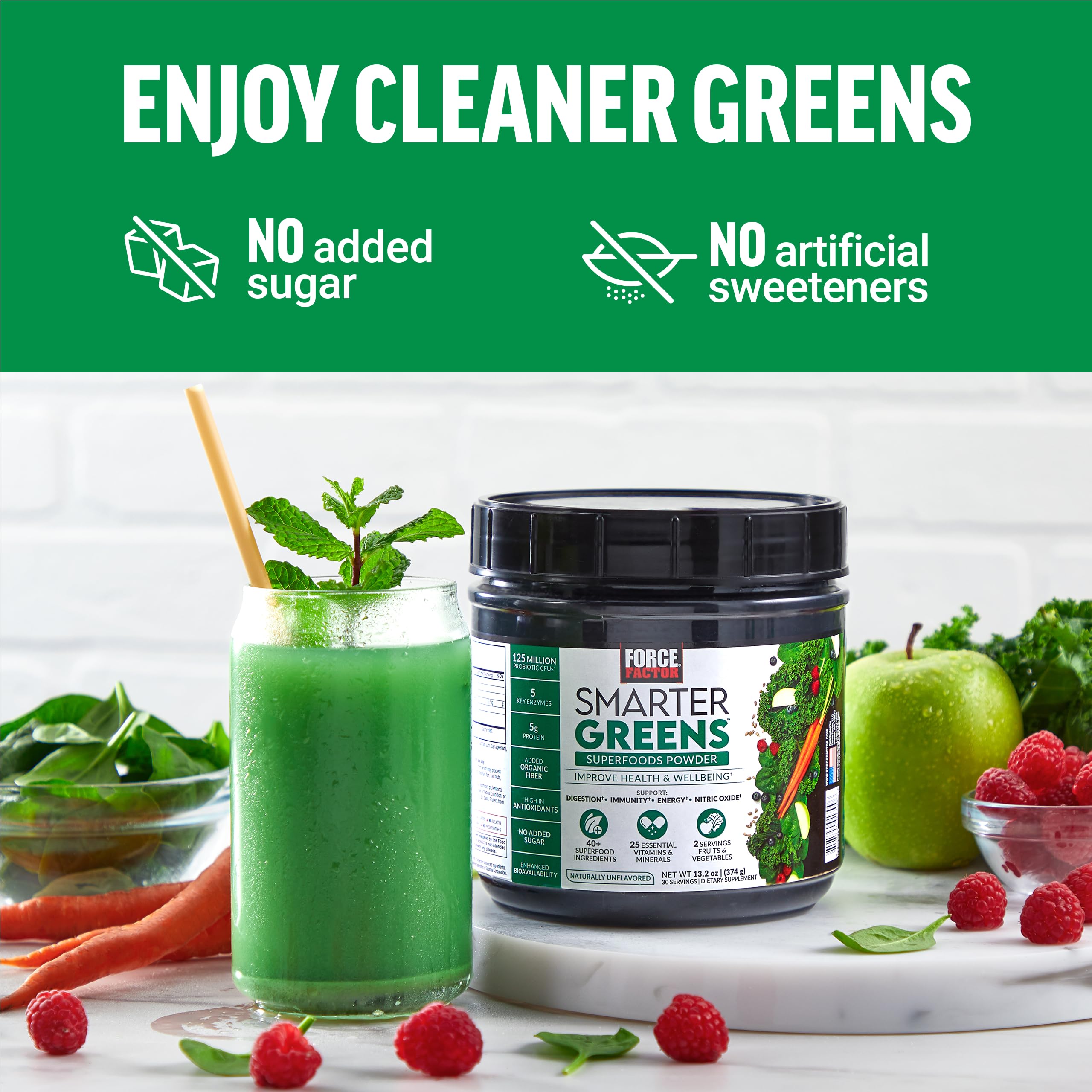 Force Factor Smarter Greens Superfoods Powder, 2-Pack, Supports Digestion and Bloating, Immunity, and Energy, Greens Powder with Probiotics, Digestive Enzymes, Antioxidants, and Fiber, 60 Servings Force Factor buy supplements canada