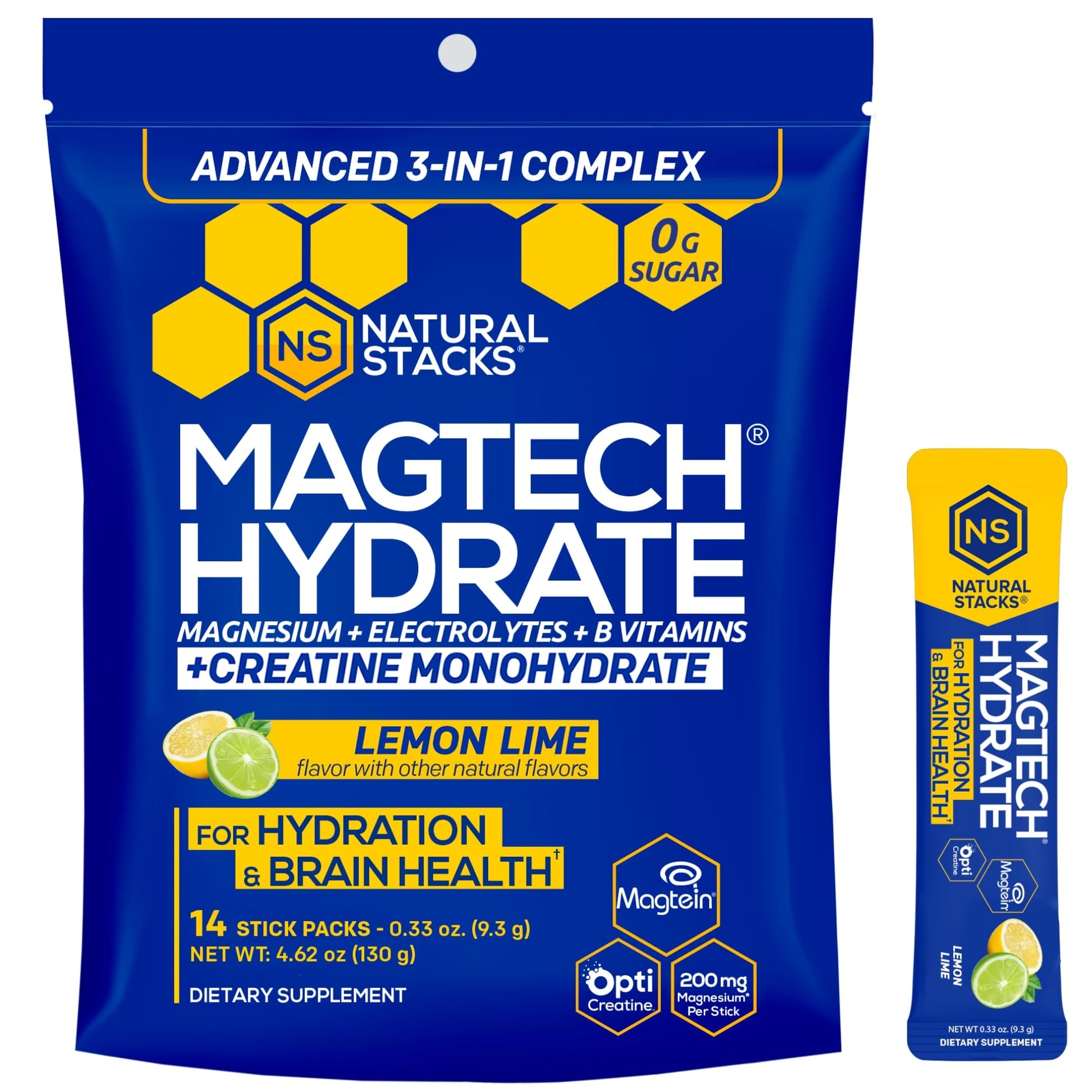 Magtech Magnesium Capsules + Hydration Creatine Powder Lemon Lime Bundle - 3 Forms of Magnesium - Featuring Magtein L-Threonate - Brain Health & Hydration Support* - 44 Total Servings NATURAL STACKS buy supplements canada