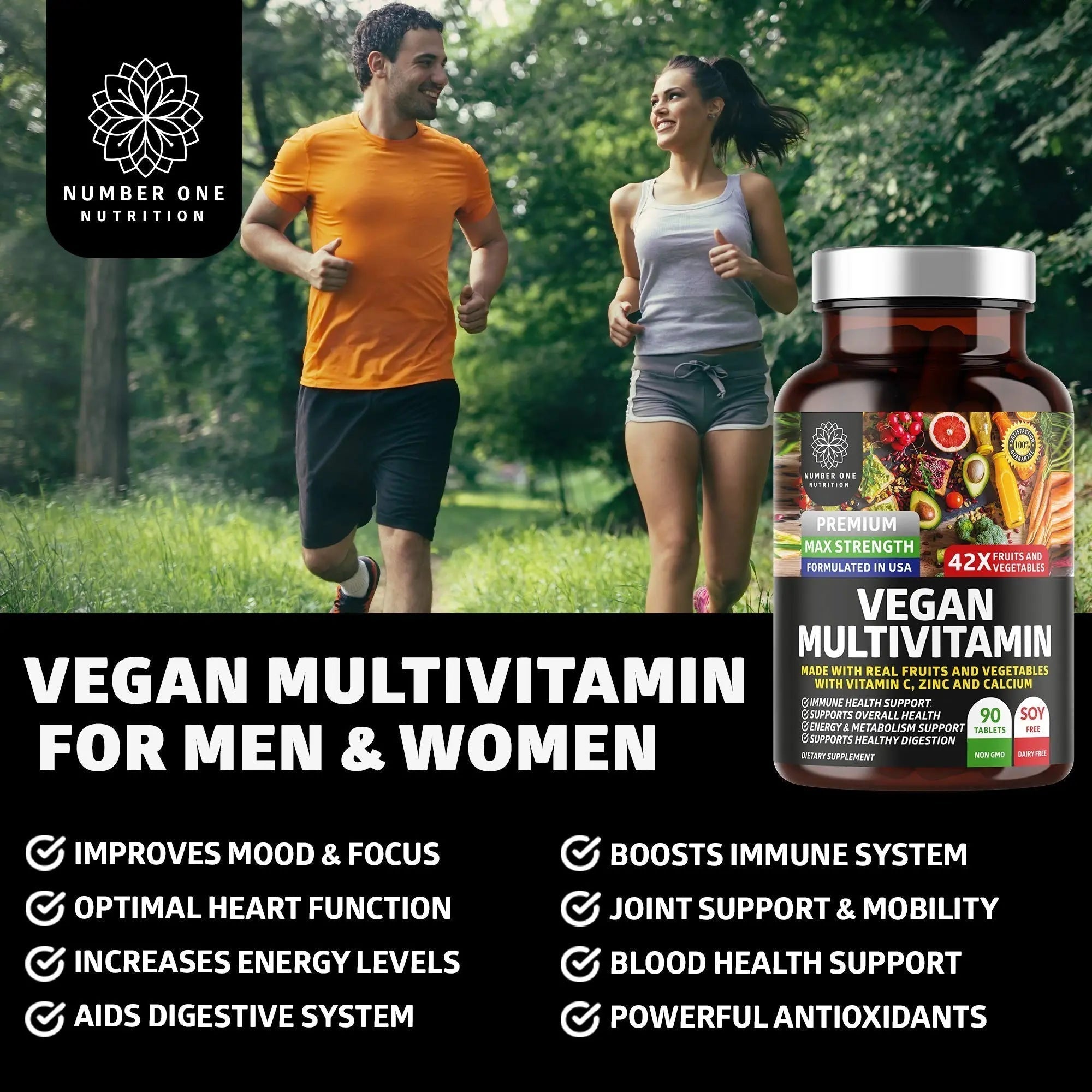 N1N Premium Plant Based Multivitamin [42 Powerful Ingredients] Men & Women Daily Multivitamins with Raw Veggies and Fruits, Probiotics Number One Nutrition buy supplements canada