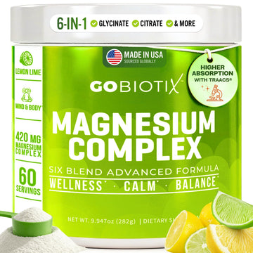 GoBiotix Magnesium Glycinate Powder – Cortisol Supplements for Women and Men – High Absorption Magnesium Complex Calm Supplement with Citrate, Malate – Sugar Free – 420 mg, 60 Servings - Lemon Lime GOBIOTIX buy supplements canada