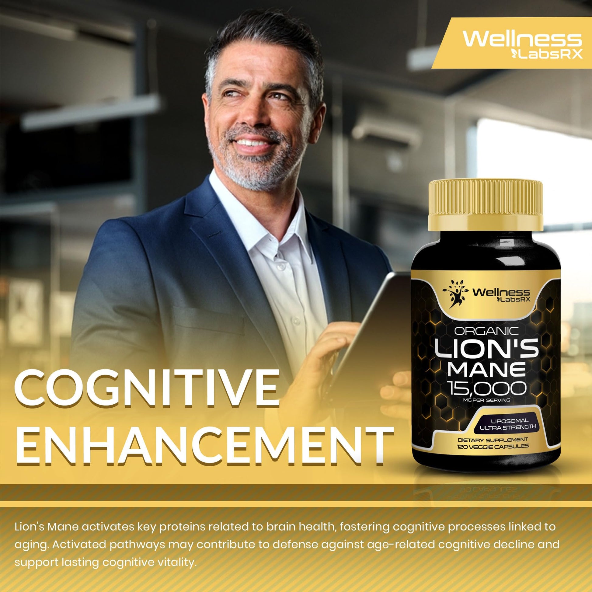 Lions Mane Supplement Capsules - 120 Count - Mushroom Supplement, Brain Supplements WELLNESS LABSRX buy supplements canada
