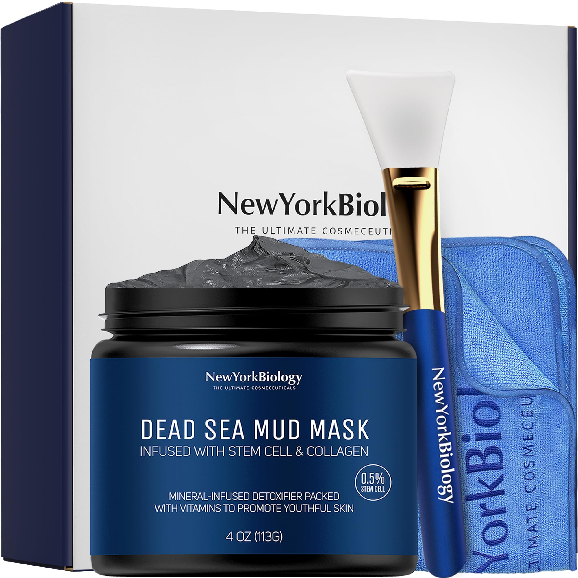 New York Biology Dead Sea Mud Mask for Face & Body | with Stem Cell and Collagen | Face Mask, Brush Applicator, Towel | Spa Quality Pore Refiner for Oily Skin NEW YORK BIOLOGY THE ULTIMATE COSMECEUTICALS buy supplements canada