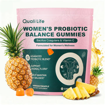 QualiLife Premium Feminine Balance Gummies for Women – Probiotic Vaginal Health Support with Vitamin C – pH Balance & Flora Support – Sugar Free, Vegan, Hawaiian Pineapple Flavor – 60 Gummies (1) QualiLife buy supplements canada