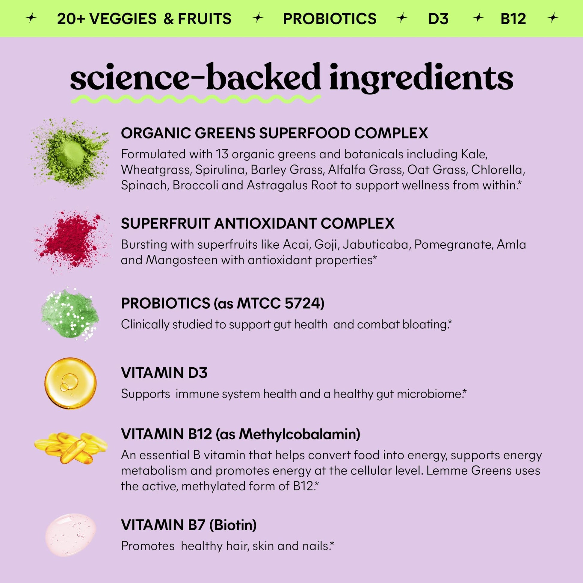 Lemme Greens Superfood Gummies w/Multi - Support Gut Health & Reduce Bloating, 20+ Organic Greens and Superfruits, Clinically Studied Probiotics, D3, B12 - Berries & Greens Flavored (60 Count) Lemme buy supplements canada