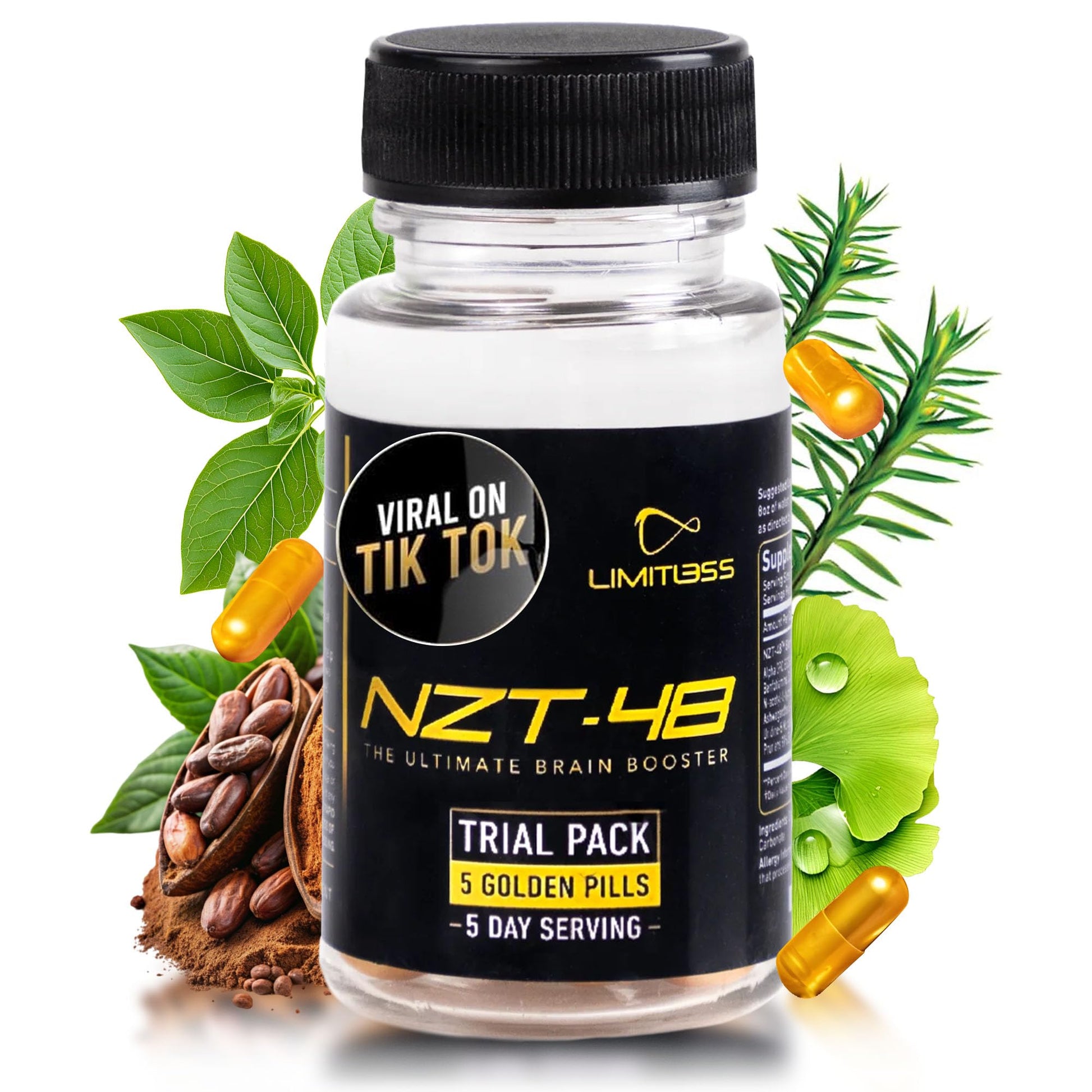 Nootropic Premium Brain Booster - Brain Supplement for Memory + Focus + Natural Energy - Caffeinated, Phosphatidylserine, Vitamins B6 B12-5ct Capsules - Travel Pack NZT-48 buy supplements canada