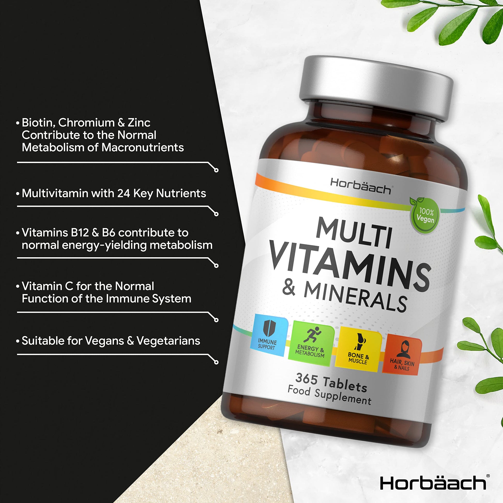 Multivitamin Tablets for Men and Women | 365 Count | with 24 Essential Nutrients Horbäach buy supplements canada