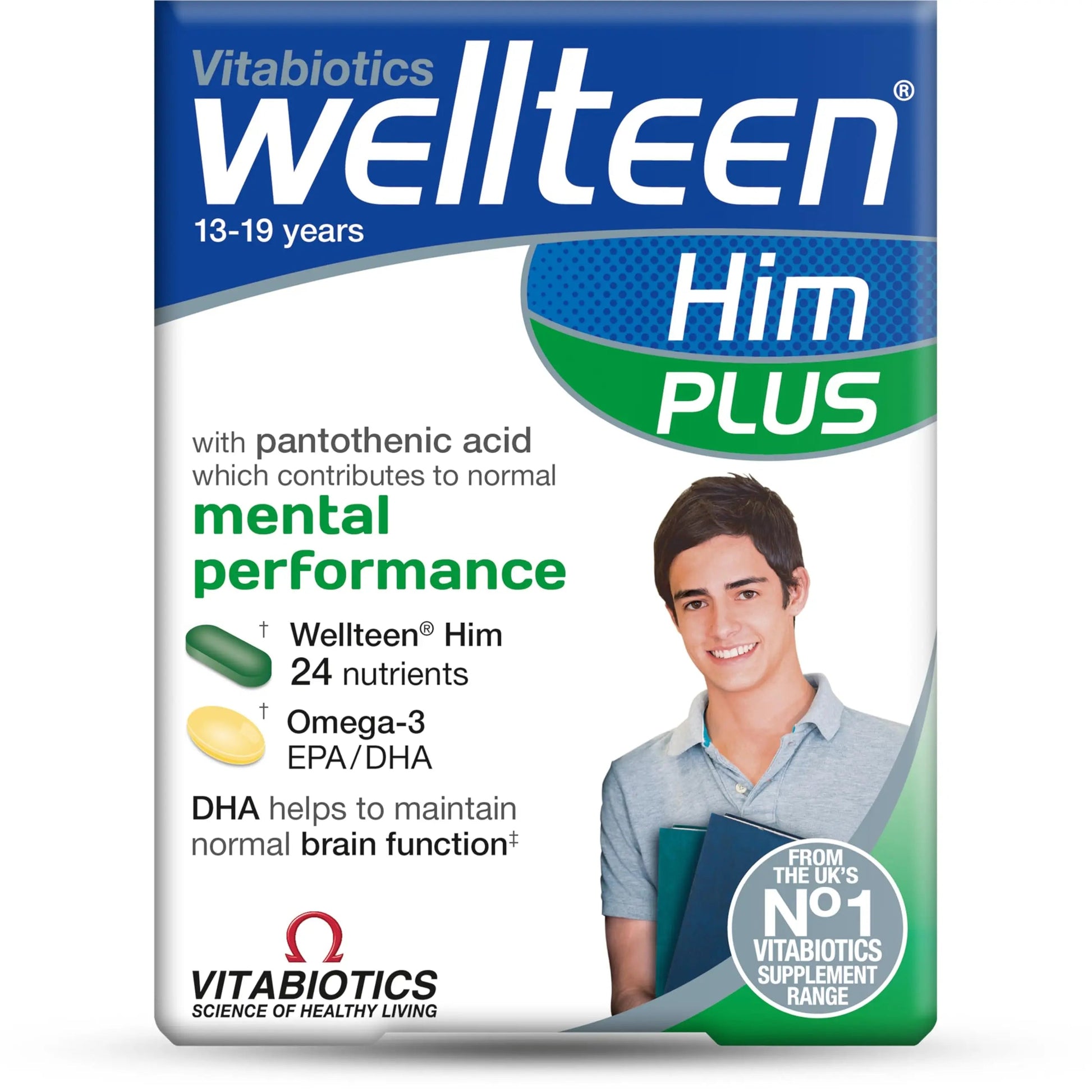 Vitabiotics Wellteen Him Plus Omega-3 - Maximum Nutritional Support for Teenagers and Young Men Ages 13-19 - 56 Tablets and Capsules Wellteen buy supplements canada