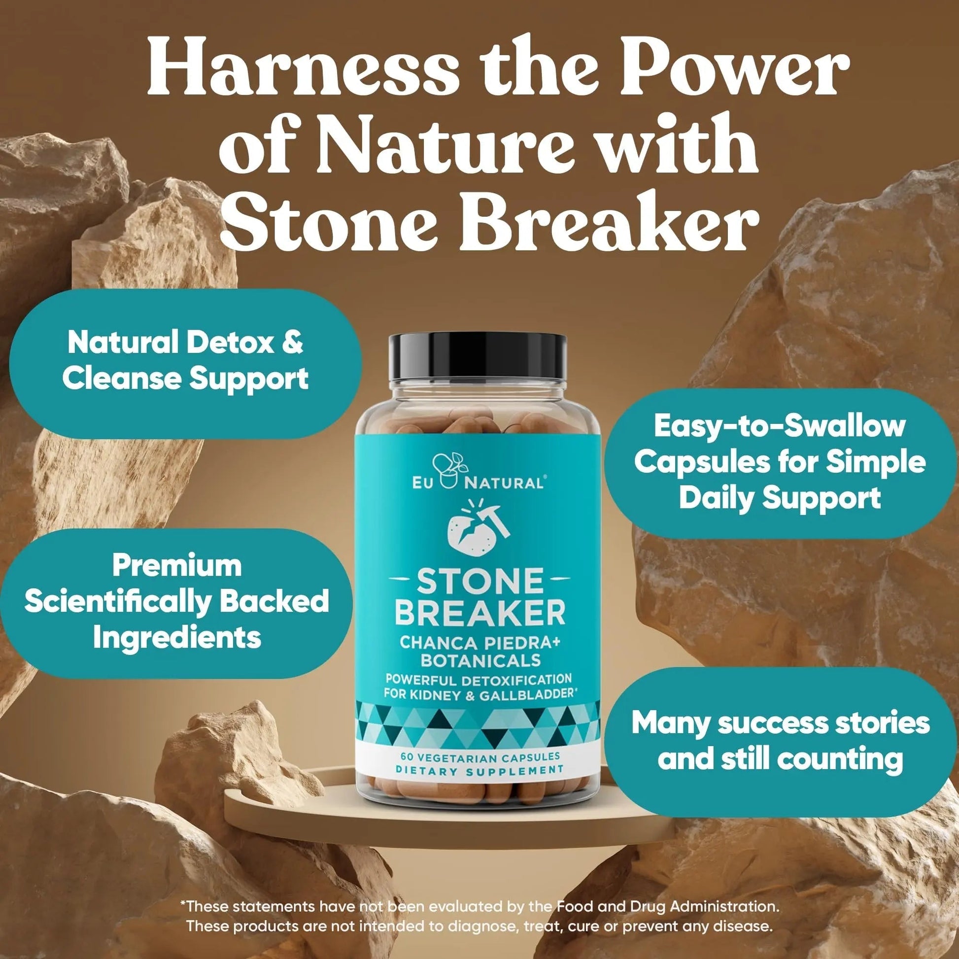 Chanca Piedra Stone Breaker - The Original Stone Breaking Formula with Celery Seed & Parsley - Supports Kidney, Gallbladder & Urinary Tract Cleansing to Help Flush Impurities - 60 Vegetarian Capsules Eu Natural buy supplements canada