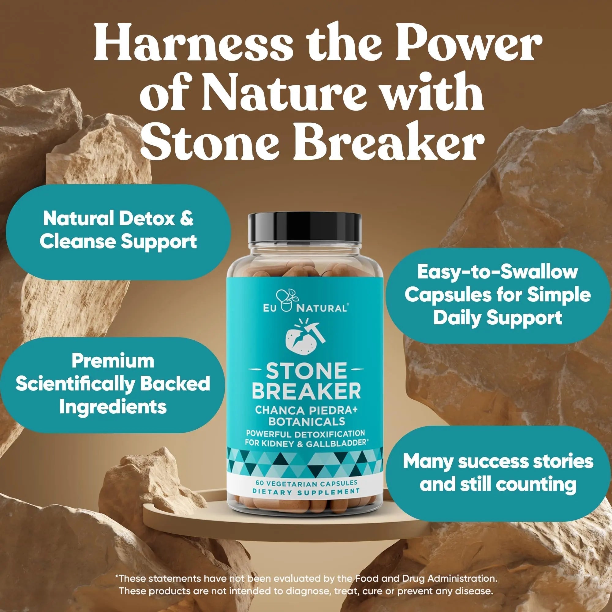 Chanca Piedra Stone Breaker - The Original Stone Breaking Formula with Celery Seed & Parsley - Supports Kidney, Gallbladder & Urinary Tract Cleansing to Help Flush Impurities - 60 Vegetarian Capsules Eu Natural buy supplements canada