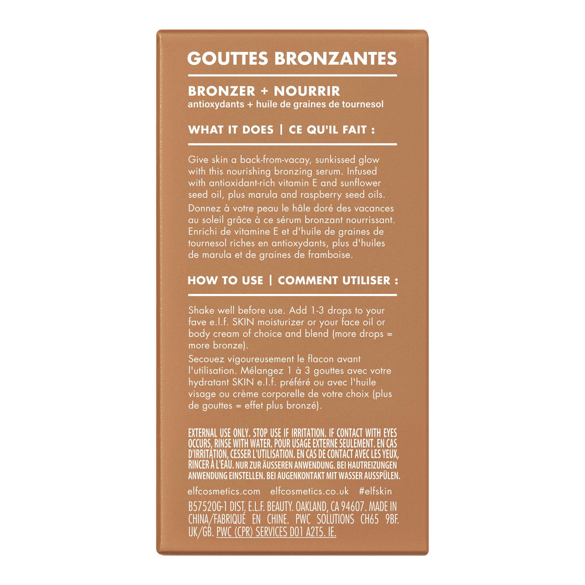 e.l.f. SKIN Bronzing Drops, Liquid Bronzer For Face & Skin, Creates A Sun-Kissed Glow, Infused With Vitamin E, Vegan & Cruelty-Free, Pure Gold e.l.f. buy supplements canada