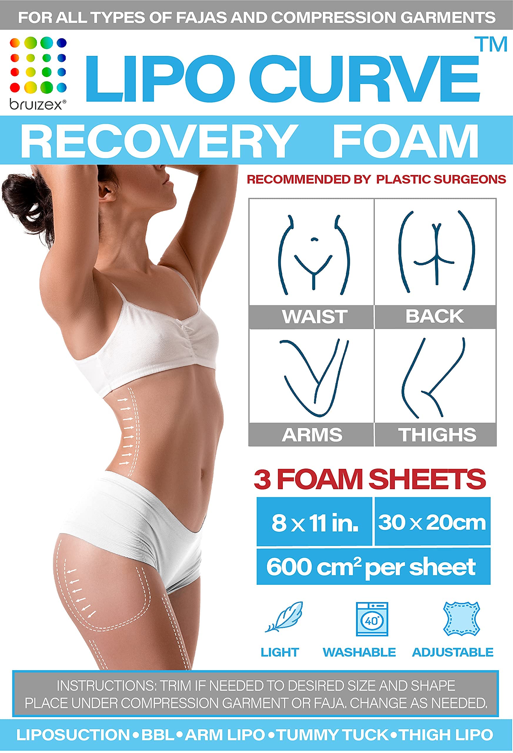 Arnica Montana Bruising & Swelling Cream & LipoCurve Foam Post Surgery Pads Bundle, for Liposuction Post Surgery Recovery & Lymphatic Drainage Bruizex buy supplements canada