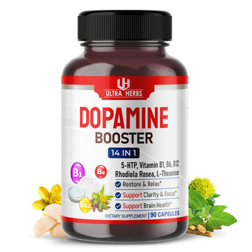 Dopamine Focus Supplement Ashwagandha 5-HTP Rhodiola Rosea St. John's Wort - Increase Memory Clarity Focus Restore Relax with VIT B1, B6, B12, L-Theanine ULTRA HERBS buy supplements canada