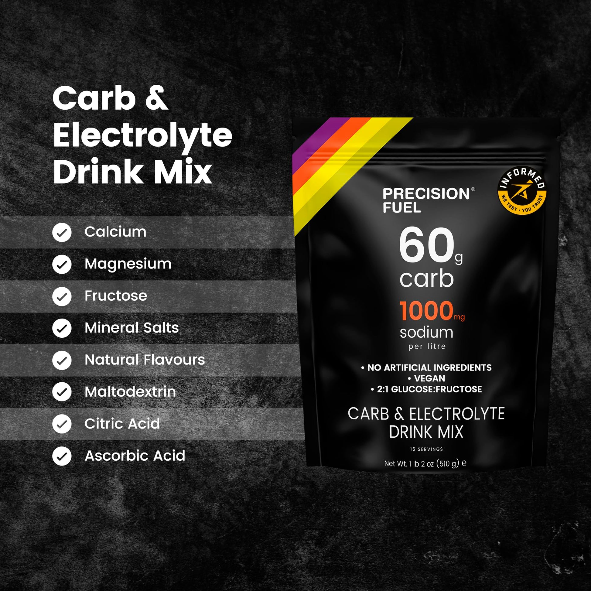Precision Fuel PF60 Carb & Electrolyte Drink Mix Powder for Hydration & Energy - Endurance Sports Nutrition, Vegan, Hypotonic - 60g Carb, 1000mg Sodium per Litre - Mild Citrus Flavor, 1-Pack Precision Hydration buy supplements canada