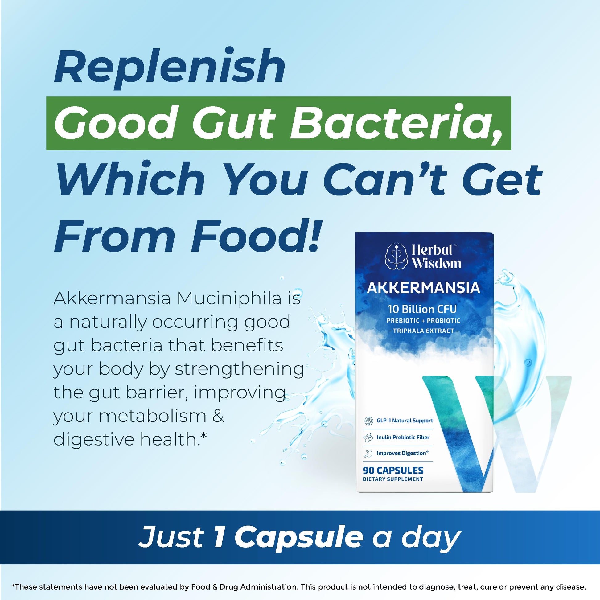 Herbal Wisdom Akkermansia Probiotic 10 Billion CFU - Advanced Support, Probiotic+Prebiotic | for Gut & Metabolism Support - No Bloating | with Inulin & Triphala Herbal Wisdom buy supplements canada