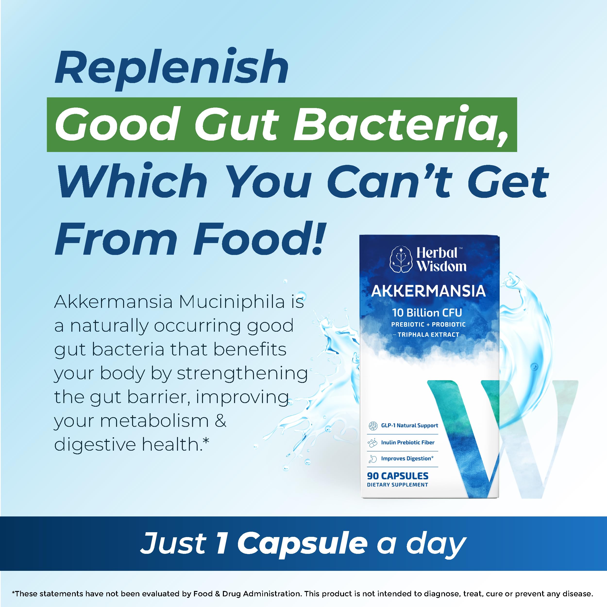 Herbal Wisdom Akkermansia Probiotic 10 Billion CFU - Advanced Support, Probiotic+Prebiotic | for Gut & Metabolism Support - No Bloating | with Inulin & Triphala Herbal Wisdom buy supplements canada
