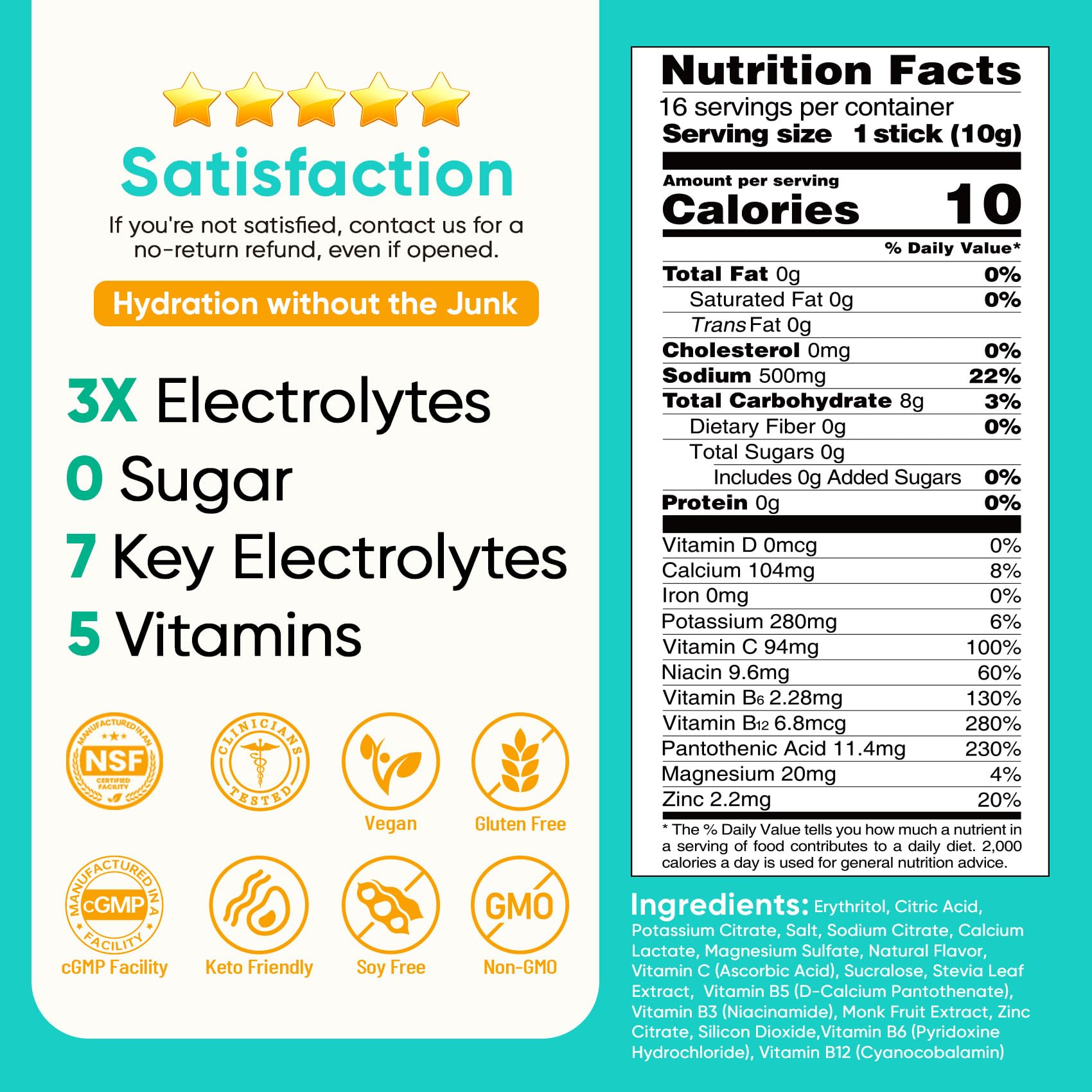 Venture Pal Sugar Free Electrolytes Powder Packets - Liquid Daily IV Hydration Packets | Instantly Hydrating & Party Recovery | 5 Vitamins & 7 Electrolytes Venture Pal buy supplements canada