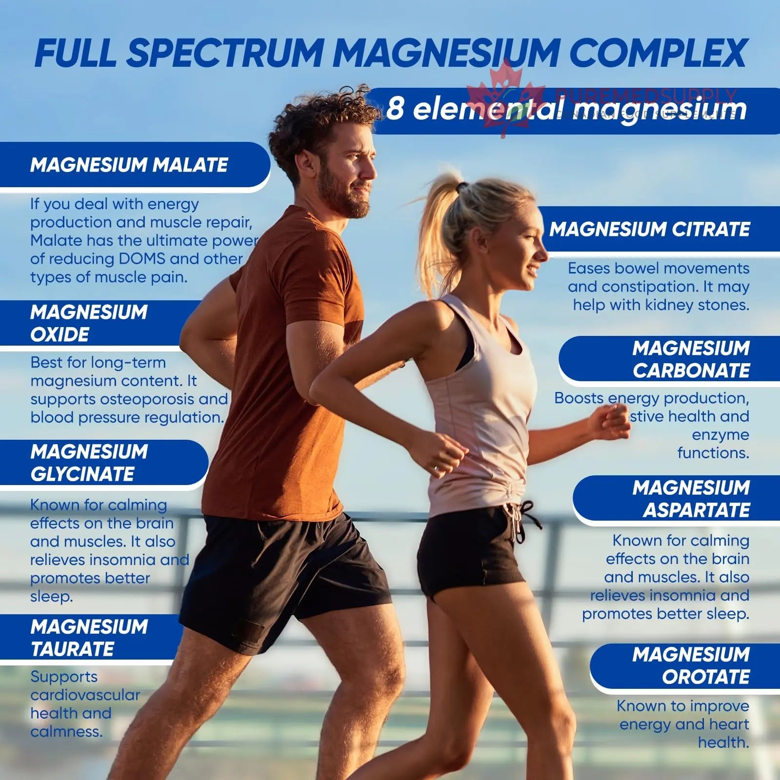 Magnesium Complex, 8 in 1, 1000mg-Glycinate, Citrate, Malate for Easy Absorption, Full Spectrum Magnesium Complex,Supports Relaxation, Sleep & Muscle Function, Magnesio Complex for Women, 180 Capsules BODUNMSCA buy supplements canada