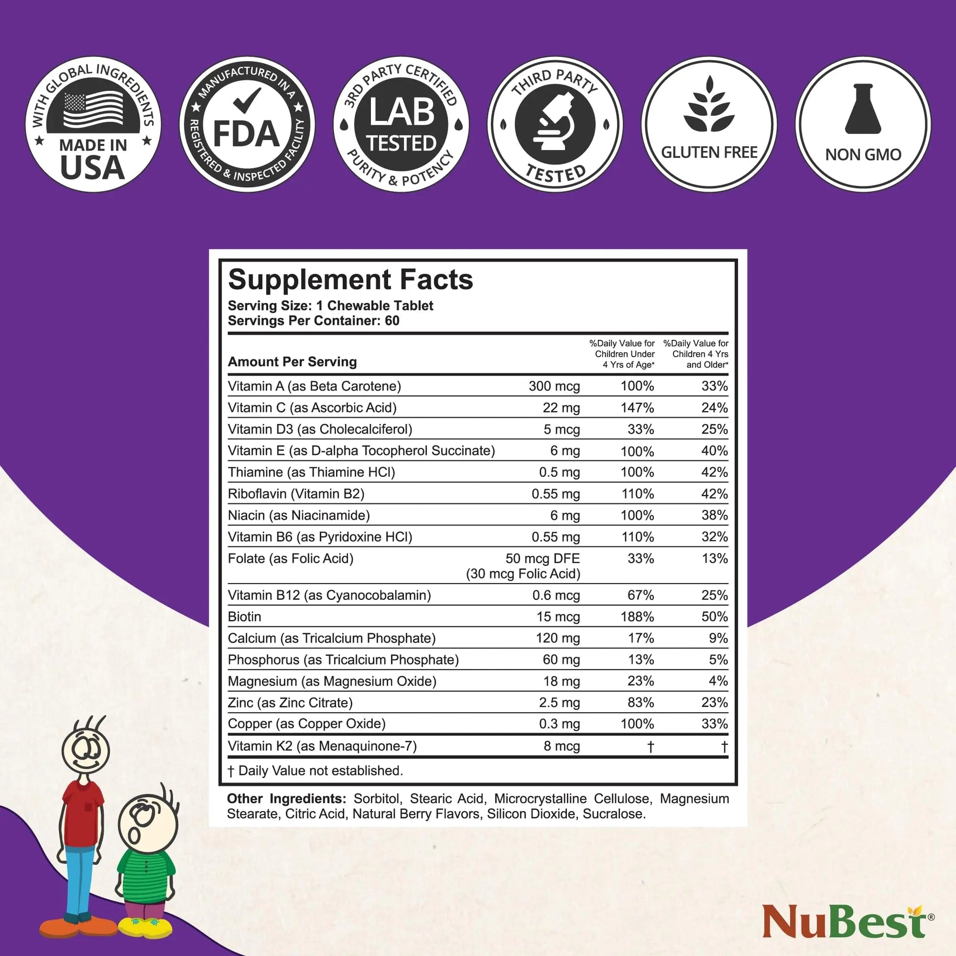 NuBest Tall Kids - Multivitamins & Minerals for Age 2 to 9 - Bone Strength & Immunity Support - Helps Kids, Toddlers Healthy NuBest buy supplements canada