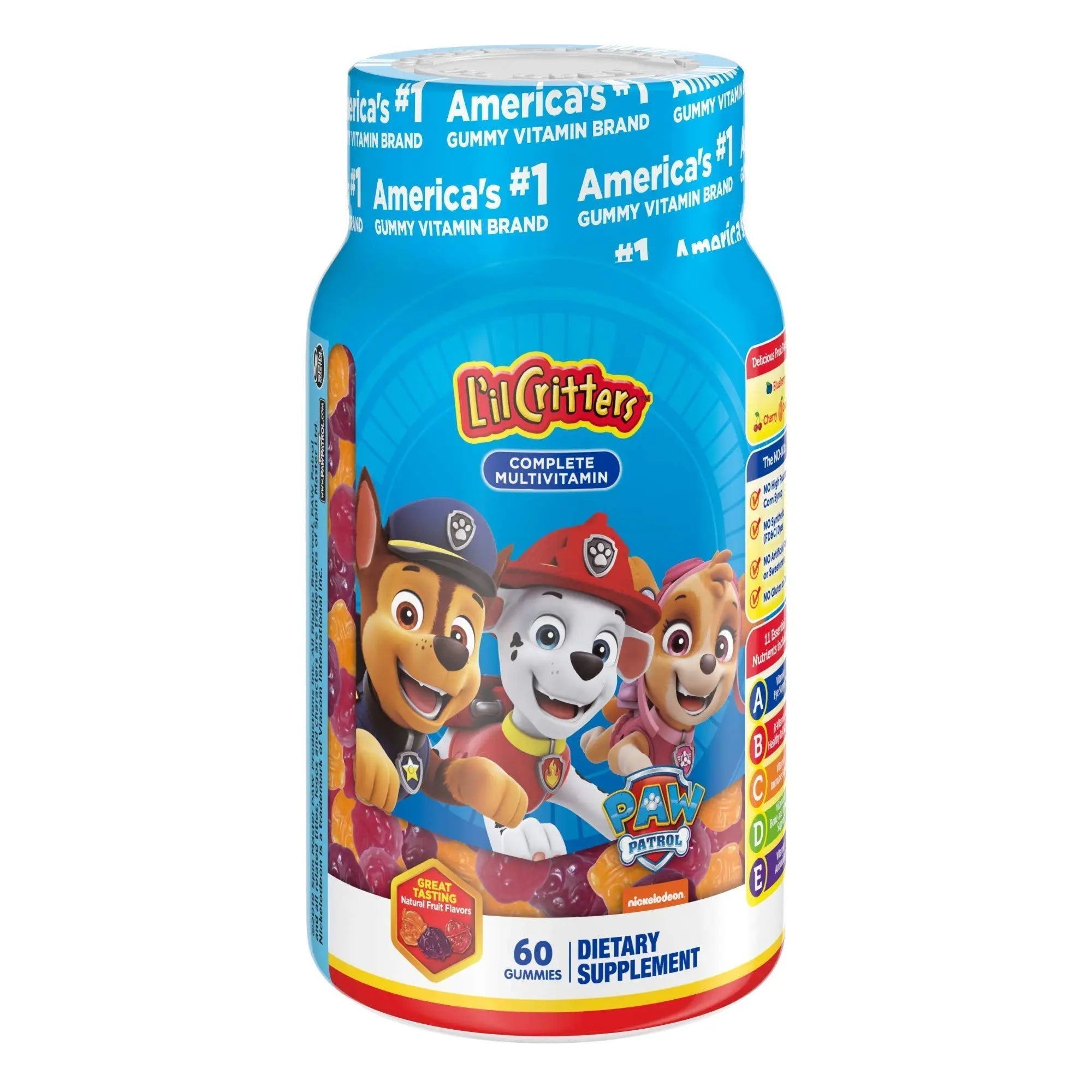 L'il Critters Paw Patrol Gummy Vites Daily Gummy Multivitamin for Kids, 60 Gummies and Pampers Baby Clean Wipes, 1 Flip-Top Pack (72 Wipes) Lil Critters buy supplements canada