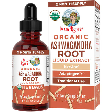 MaryRuth Organics Ashwagandha Root | USDA Organic Ashwagandha Liquid Drops | Stress Relief, Natural Calm, Relaxation and Mood Support Supplement | Adaptogenic | Nervine | Vegan | Non-GMO | 60 Servings MARYRUTH'S buy supplements canada
