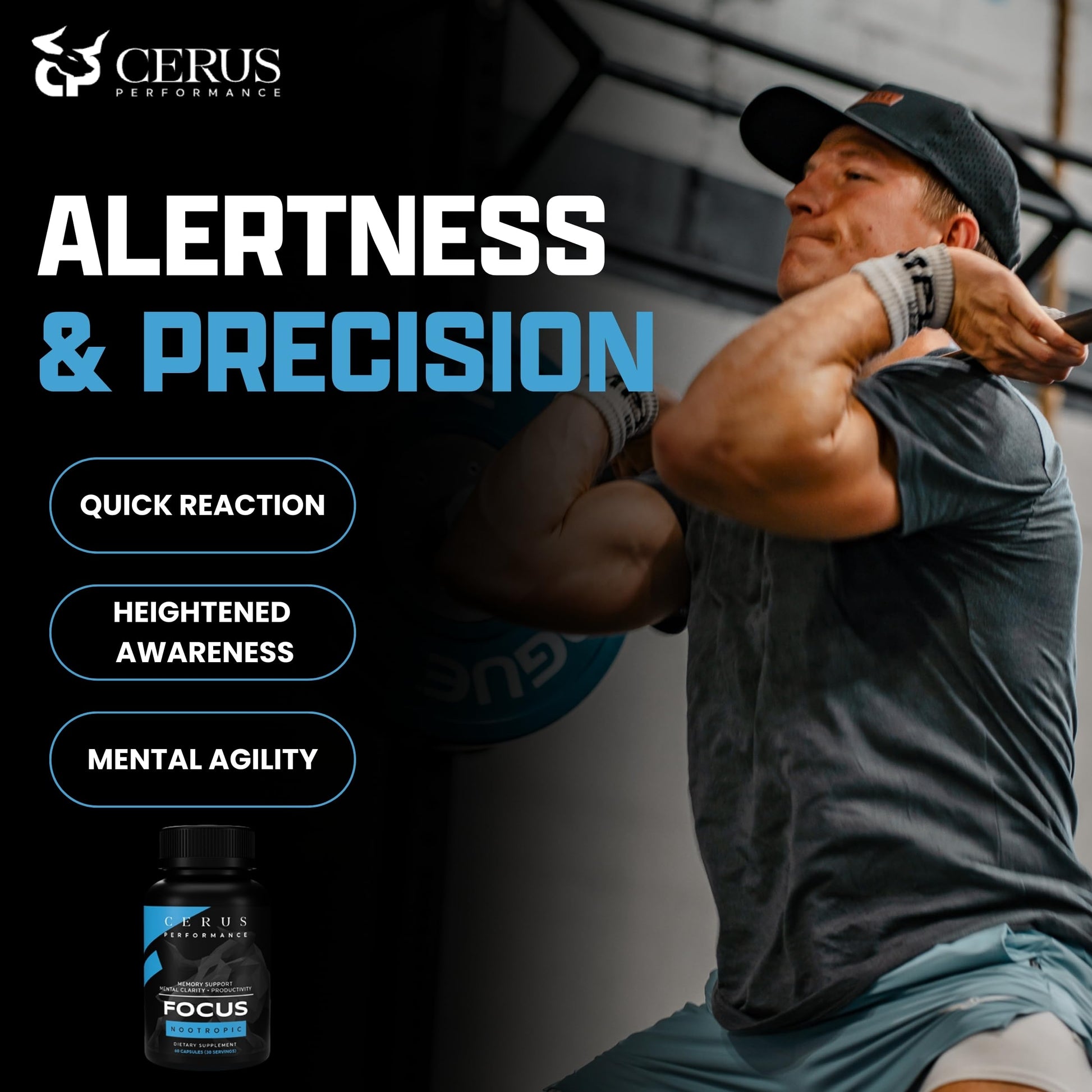 Cerus Performance Focus Nootropic Supplement - Enhances Mental Clarity, Boosts Memory & Cognitive Function, Improves Alertness - Ideal for Athletes & Fitness Enthusiasts - 60 Capsules Cerus buy supplements canada