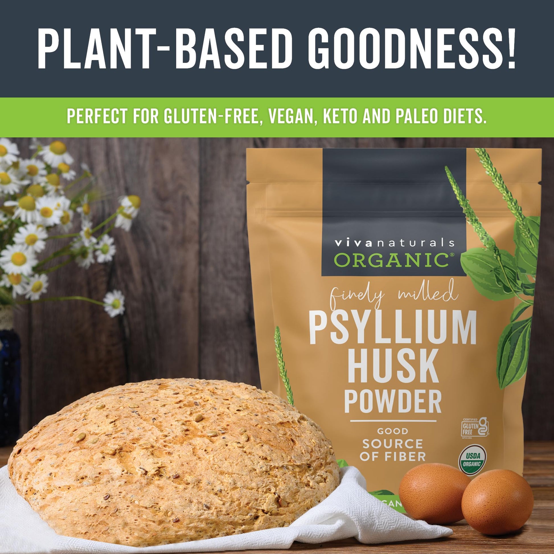Viva Naturals Organic Psyllium Husk Powder, 24 oz – Finely Ground, Unflavored, Vegan, Keto, Paleo, Non-GMO Plant-Based Superfood, Good Source of Fiber for Gluten-Free Baking, Juices & Smoothies Viva Naturals buy supplements canada