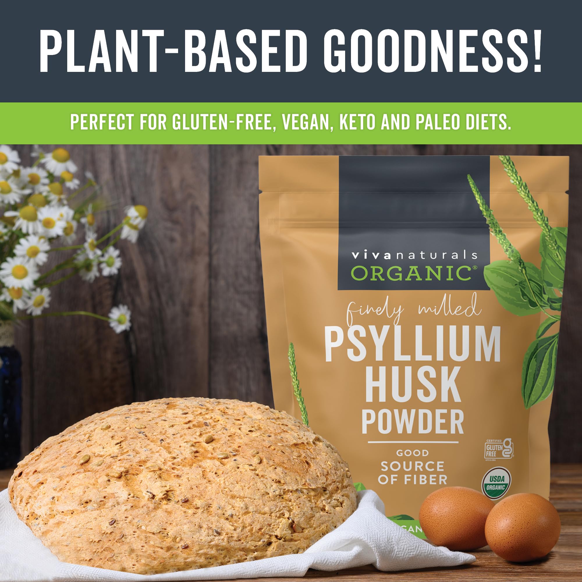 Viva Naturals Organic Psyllium Husk Powder, 24 oz – Finely Ground, Unflavored, Vegan, Keto, Paleo, Non-GMO Plant-Based Superfood, Good Source of Fiber for Gluten-Free Baking, Juices & Smoothies Viva Naturals buy supplements canada