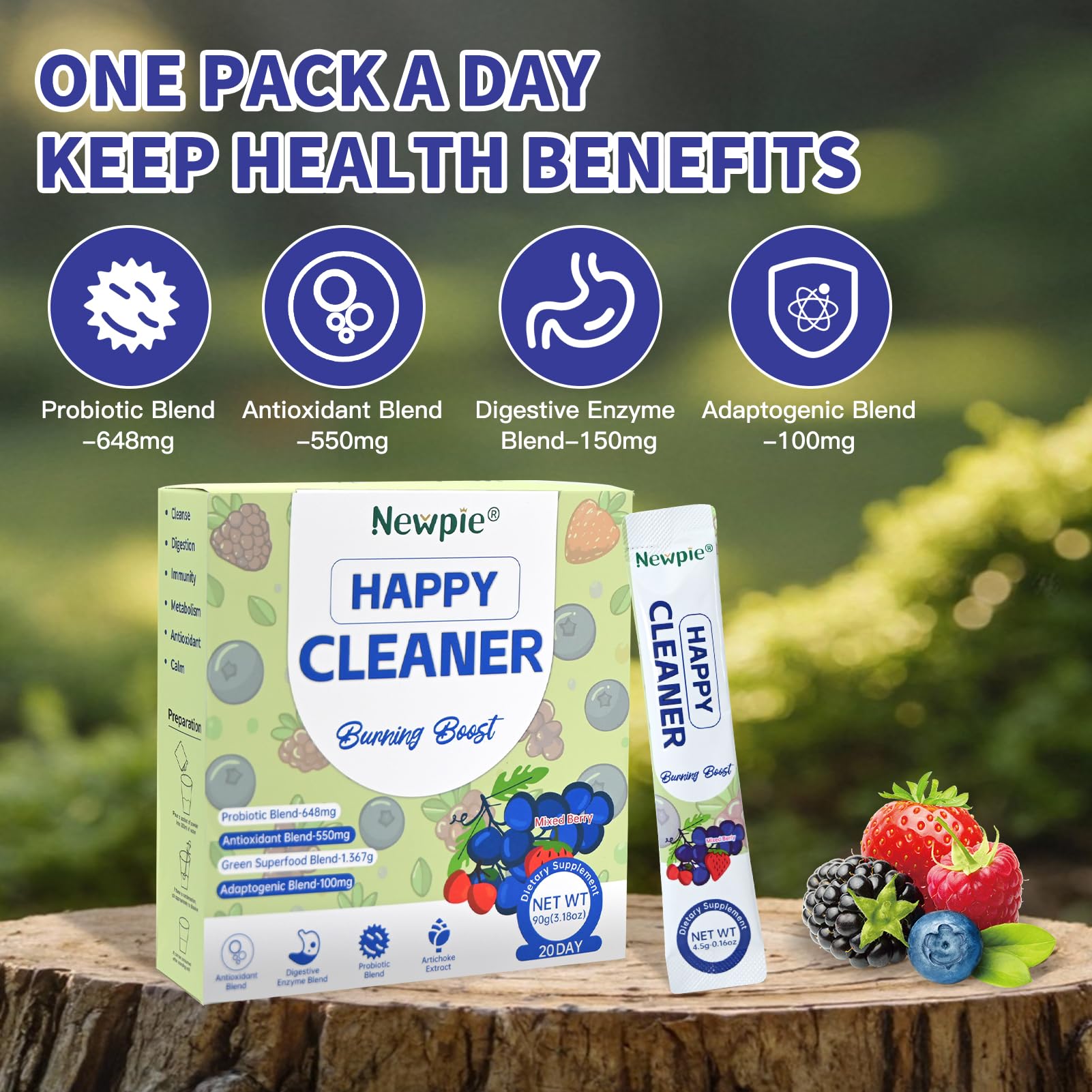 Blltzzz Newpie Superfoods Happy Cleaner Probiotic Powder,Watermelon Flavor Prebiotic & Probiotic Powder,Organic Fiber,Sugar Free,Gut Health,Natural Antioxidant Blltzzz buy supplements canada