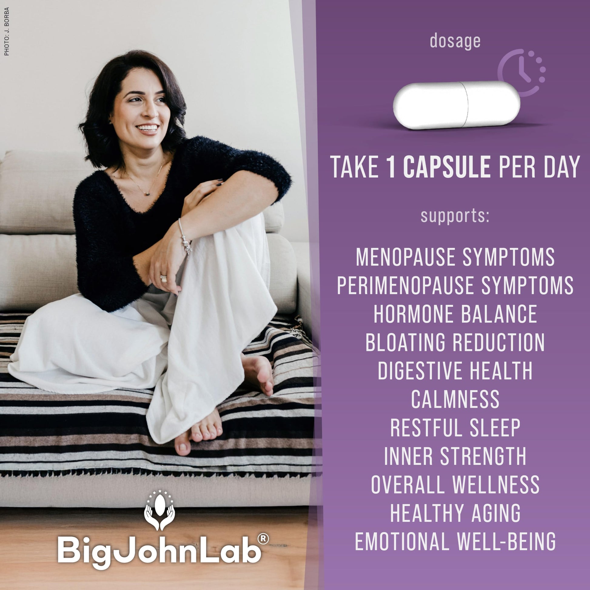 BIGJOHNLAB® - Menopause Total Support – Advanced Probiotic Formula with 5 Strains & 15 Billion CFU, Resveratrol, Black Cohosh, Acacia Fiber, Non-GMO & 100% Vegetarian BIGJOHNLAB buy supplements canada