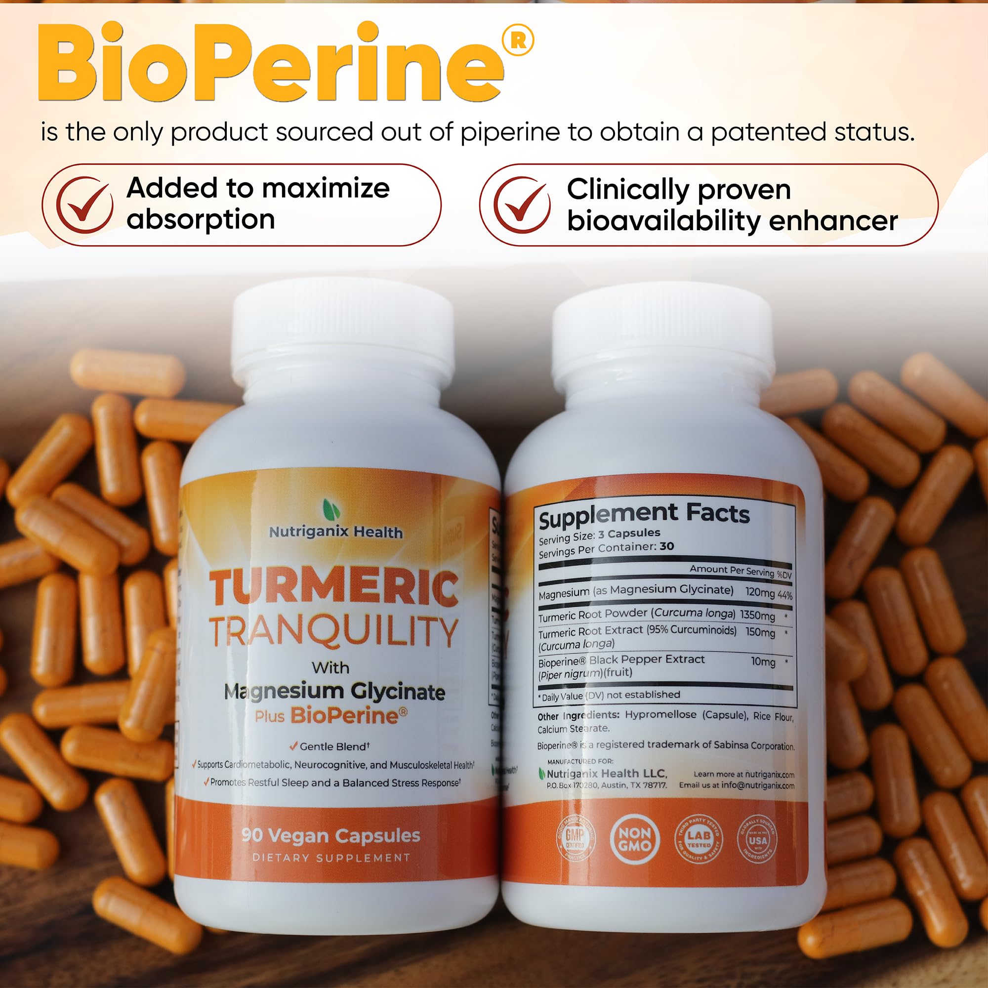 Turmeric Tranquility Turmeric Curcumin & Magnesium Glycinate with BioPerine – Support for Stress Relief, Sleep, Heart Health, Muscles, Metabolism, and Joint Health* - High Absorption - 90 Capsules (1) Nutriganix buy supplements canada